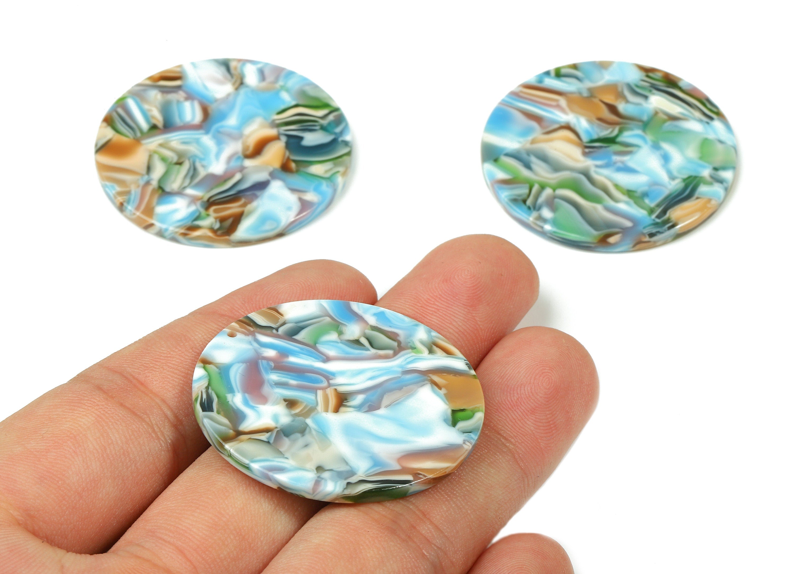 Acetate Round Charms - Round Earrings and Pendant - Earring Findings - Jewelry Supplies - Color Code: A240 - 37.4x37.4x2.54mm - AC1571-A240 - DOMEDBAZAAR