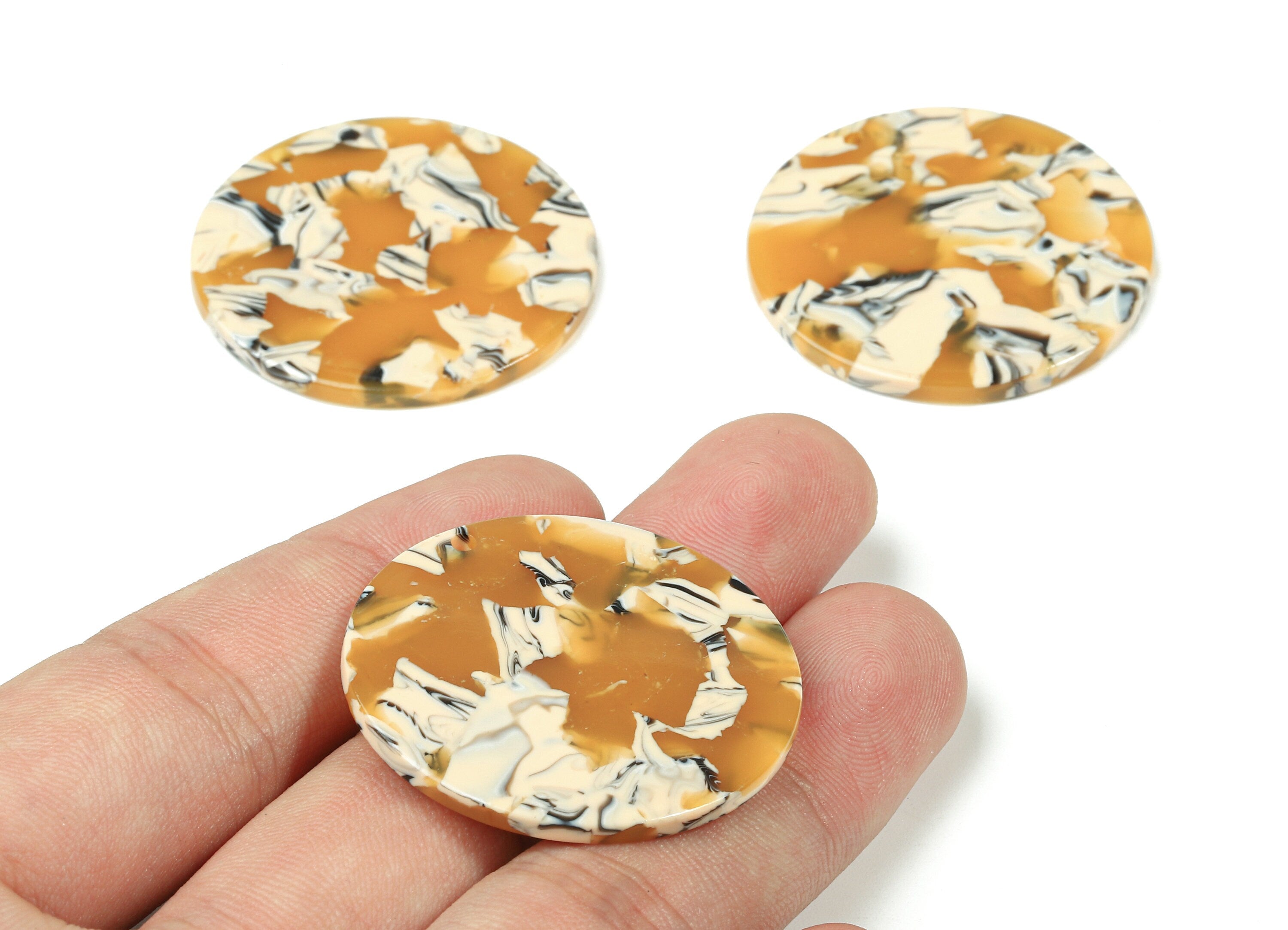 Acetate Round Charms - Round Earrings and Pendant - Earring Findings - 1 Hole - Color Code:A257 - 36.7x36.7x2.5mm - AC1549-A14 - DOMEDBAZAAR