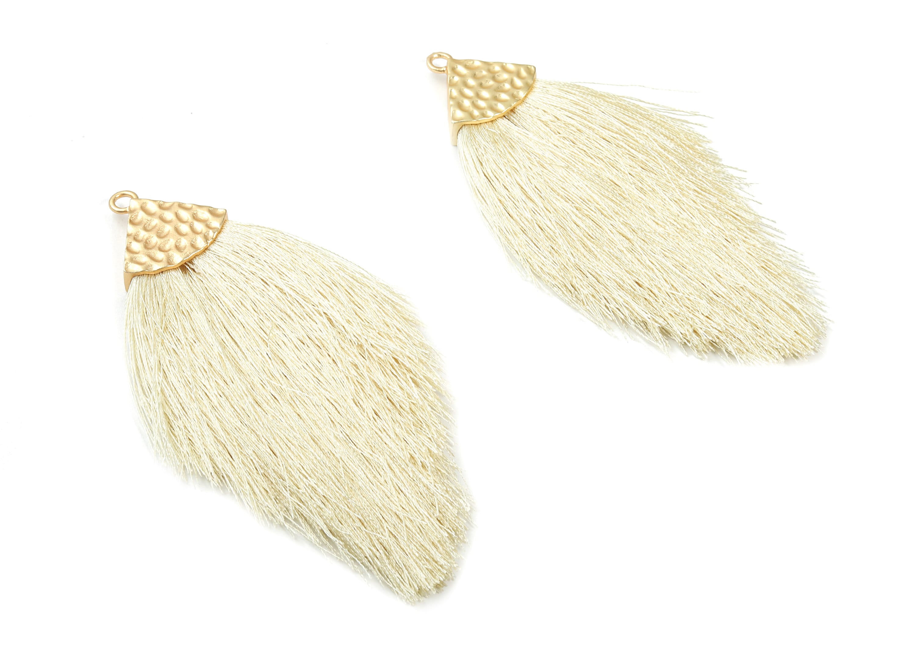 Tassel Earring Charms - Tassel pendant - Puffy Tassel with Alloy Cap - Tassel Findings - Boho Charms - 96.86x57.69mm - TS1093 - DOMEDBAZAAR