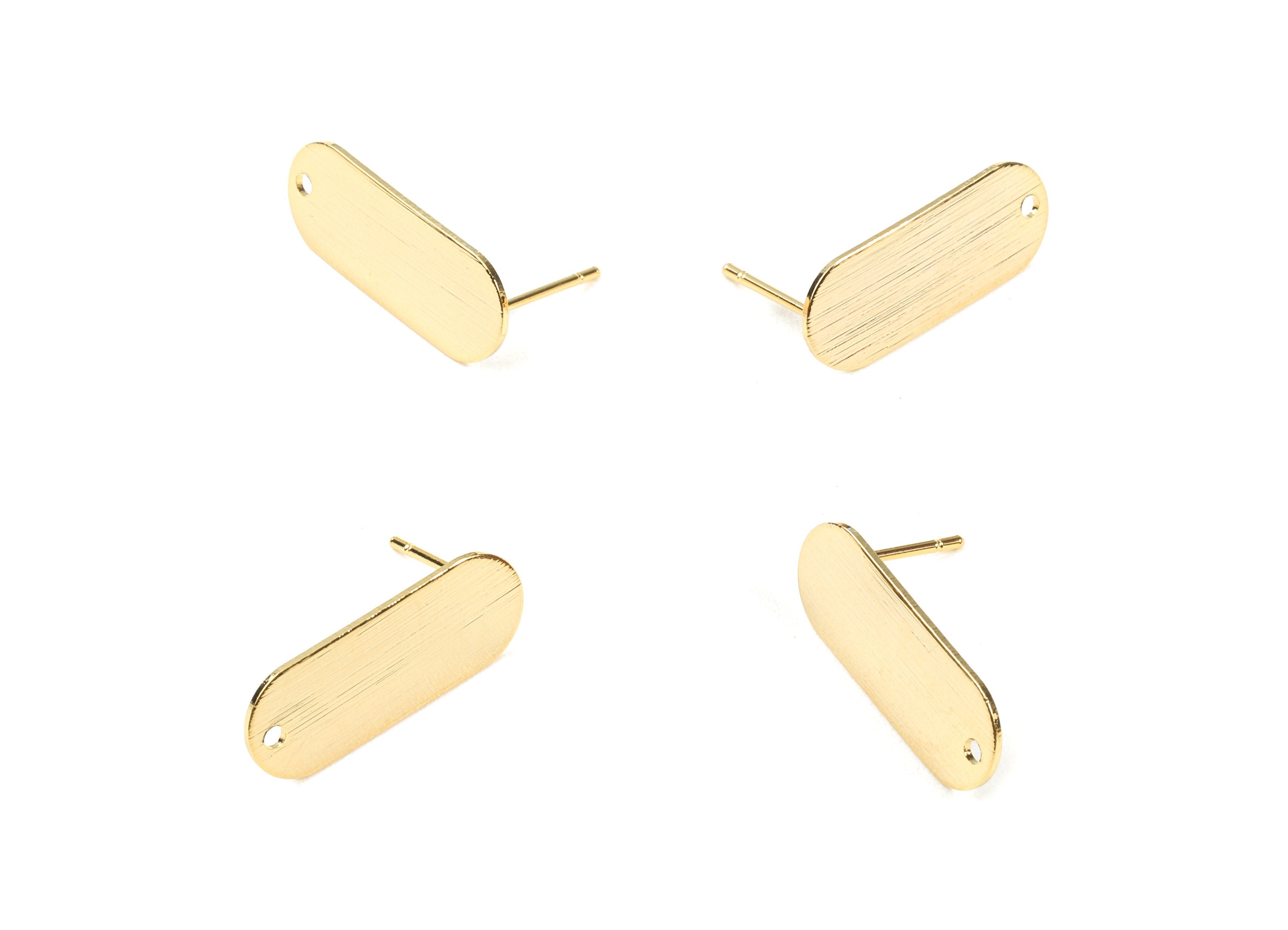 Brass Oval Earing Post - Brass Oval Earring Stud - 18K Real Gold Plated Brass - Jewelry Supplies - 20.97x8.06x0.65mm - RGP2311 - DOMEDBAZAAR