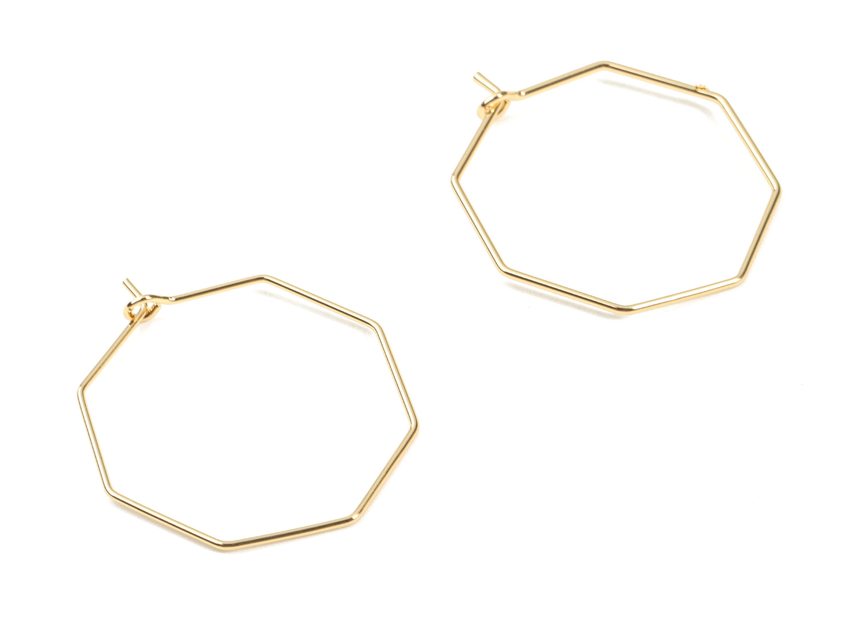 Brass Hexagon Wire Earing Stud - Brass Hexagon Wire Earring Post - 18K Real Gold Plated Brass - Jewelry Supplies - 32.75x30x0.72mm - RGP2321 - DOMEDBAZAAR