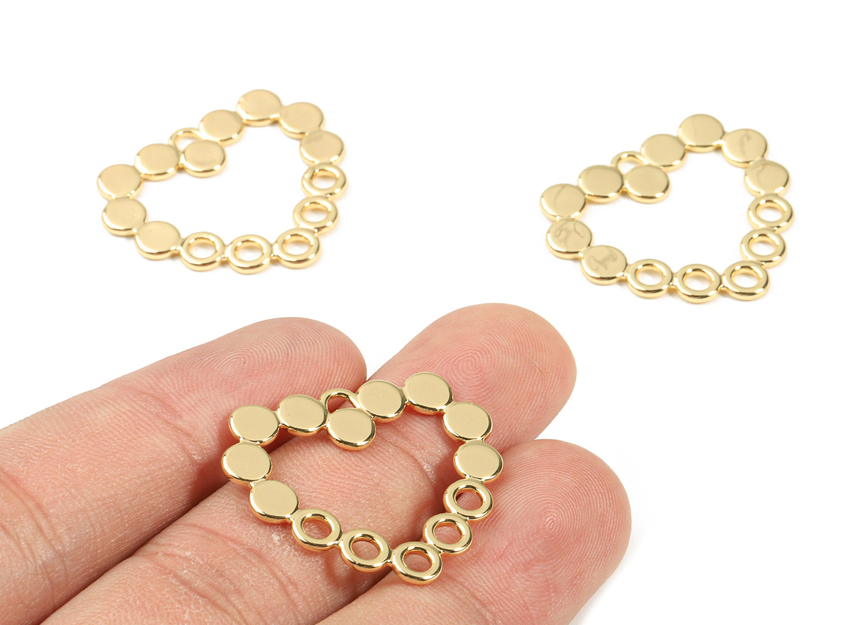 Brass Heart Earring Charms - Brass Heart Earring Pendant - 18K Real Gold Plating Brass - Jewelry Supplies - 28.28x24.92x1.32mm - RGP2345 - DOMEDBAZAAR