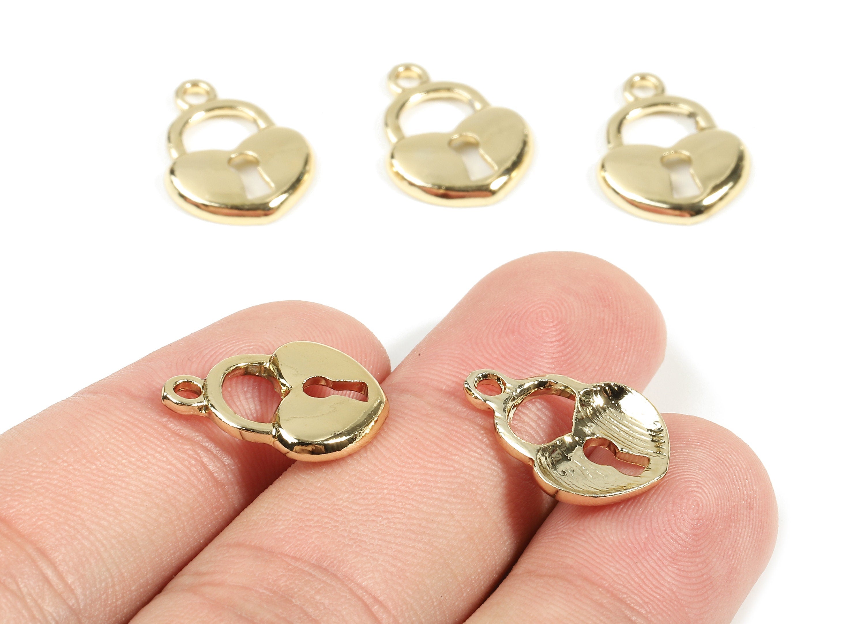 Alloy Heart Lock Charms - Zinc Alloy Heart Lock Earrings and Pendant - Gold Tone Plated - Earring Findings - 17.13x13.17x2.17mm - ZZ1536 - DOMEDBAZAAR