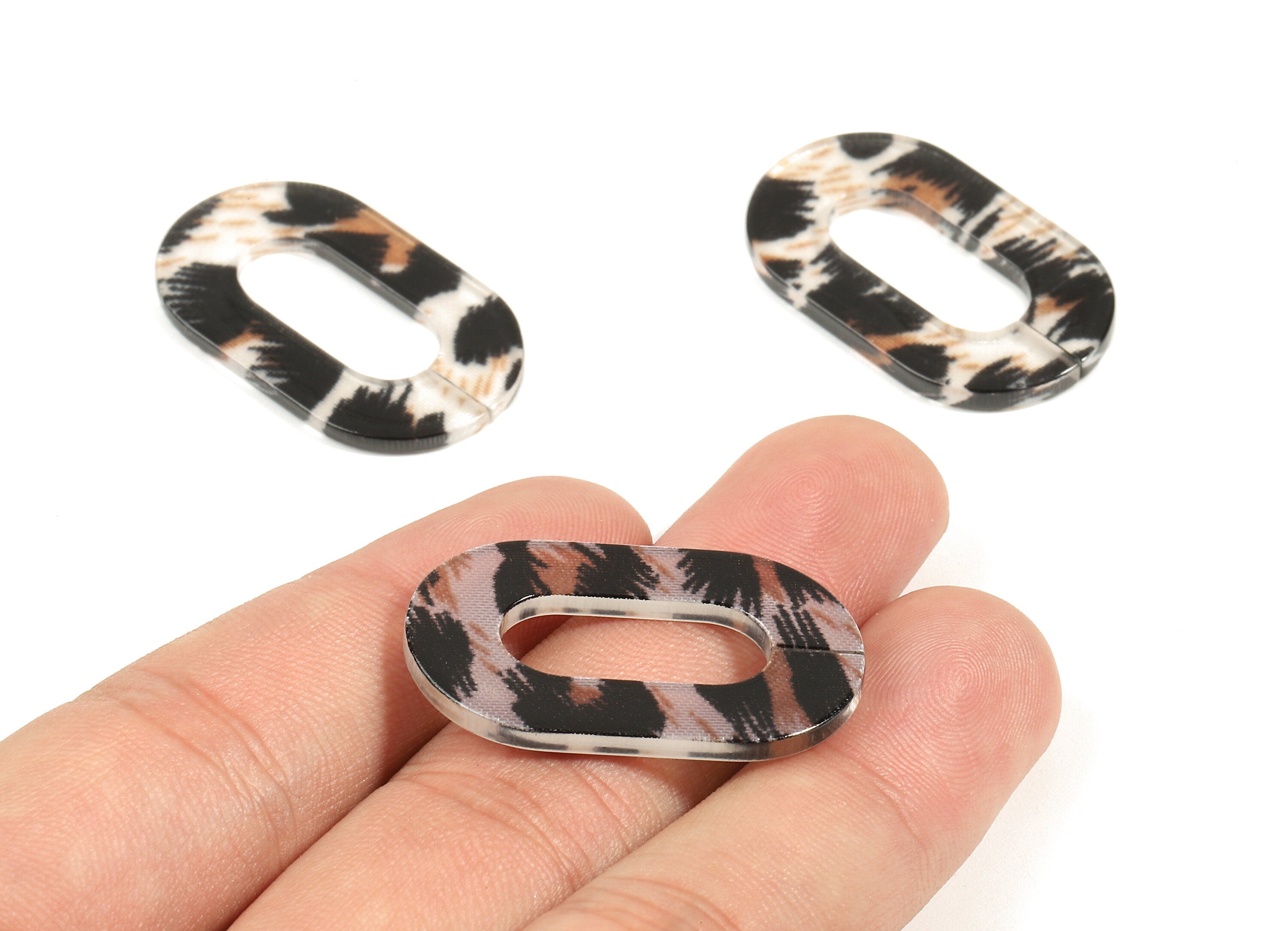 Acetate Oval Charms - Laser Cut Open Oval Flat Cable Chain - Acetate Oval Connectors - Color Code: A266 - 32.52x19.75x2.66mm - AC1148-A266 - DOMEDBAZAAR