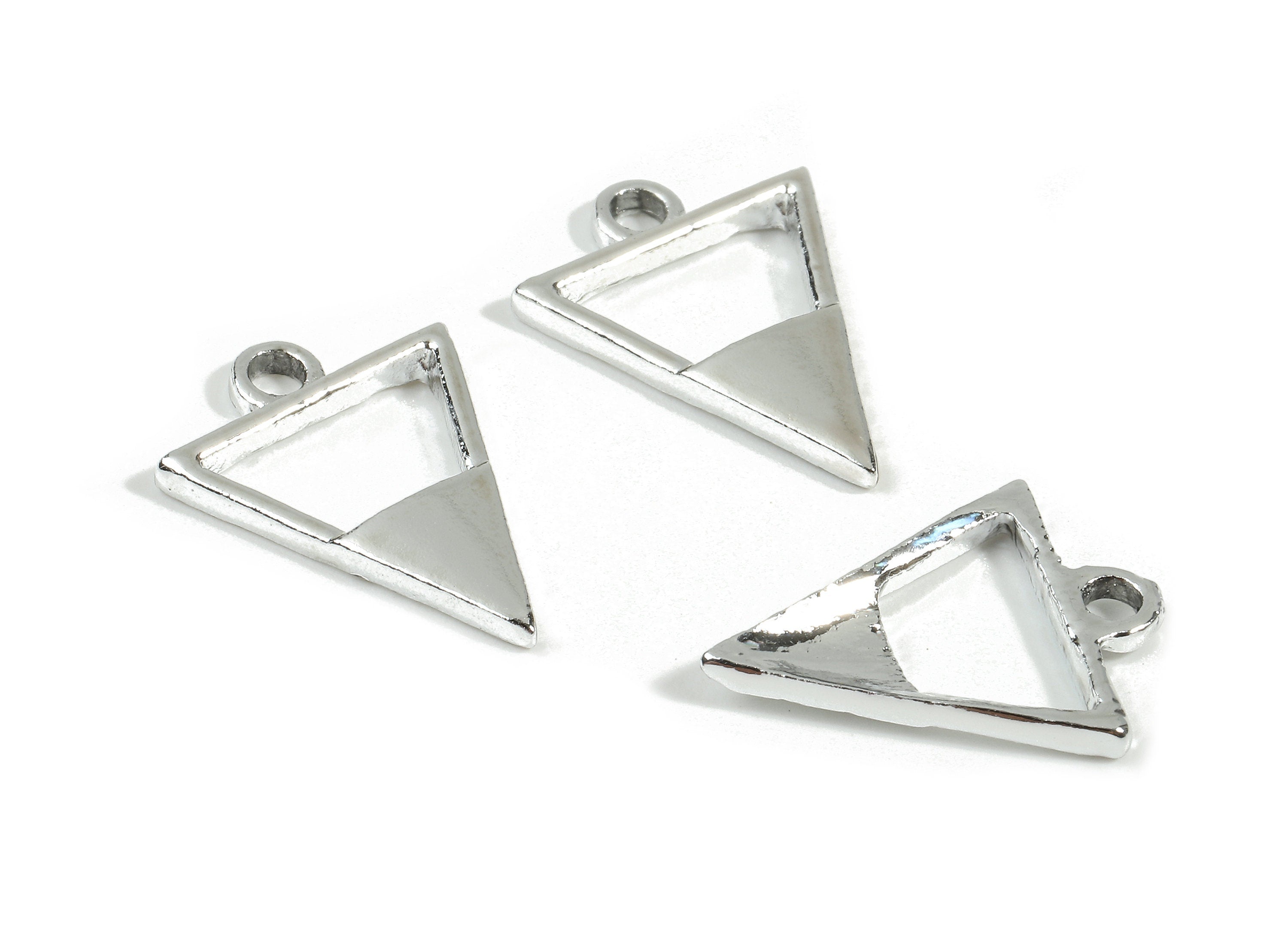 Alloy Triangle Charms - Zinc Alloy Triangle Earrings and Pendant - Silver Tone Plated - Earring Findings - 18.4x13.96x1.88mm - ZZ1523 - DOMEDBAZAAR
