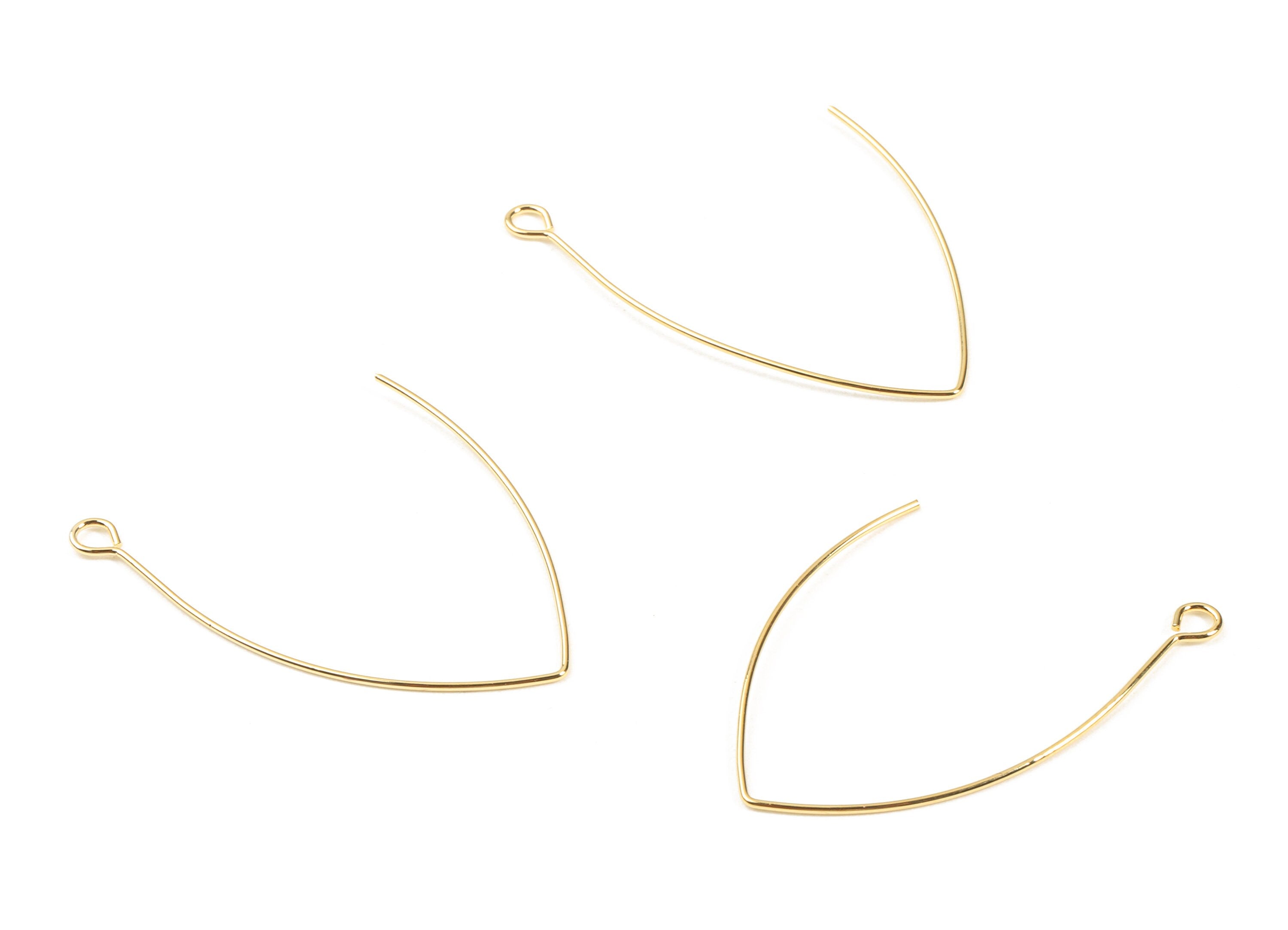 Brass Wire Ear Hooks - Brass Earring Wires - 18K Real Gold Plated Brass - Jewelry Supplies - 38.86x16.58x0.7mm - RGP2339 - DOMEDBAZAAR