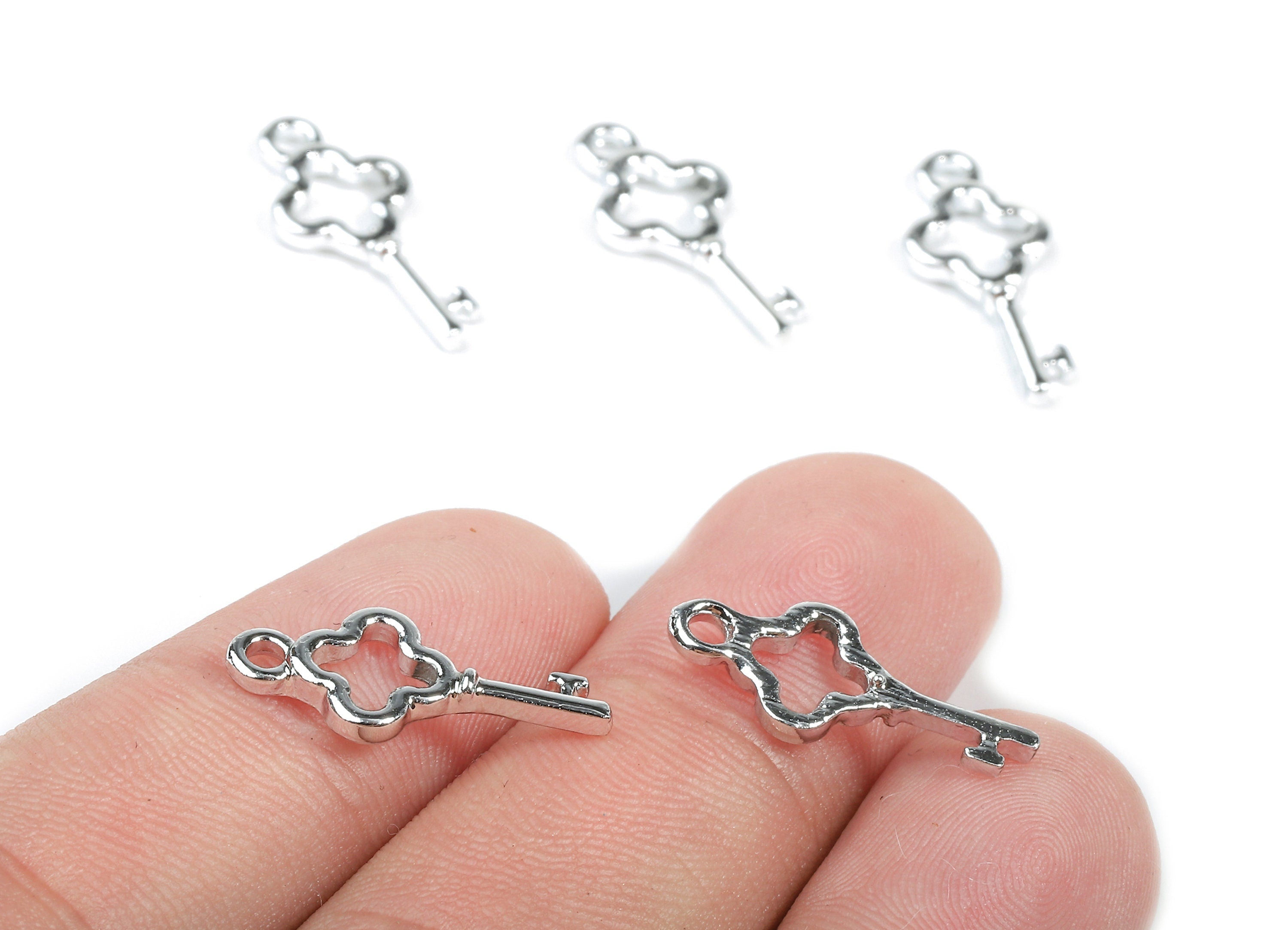 Alloy Key Charms - Zinc Alloy Key Earrings - Alloy Key Pendant - Silver Tone Plated - 20.07x8.7x1.8mm - ZZ1471 - DOMEDBAZAAR