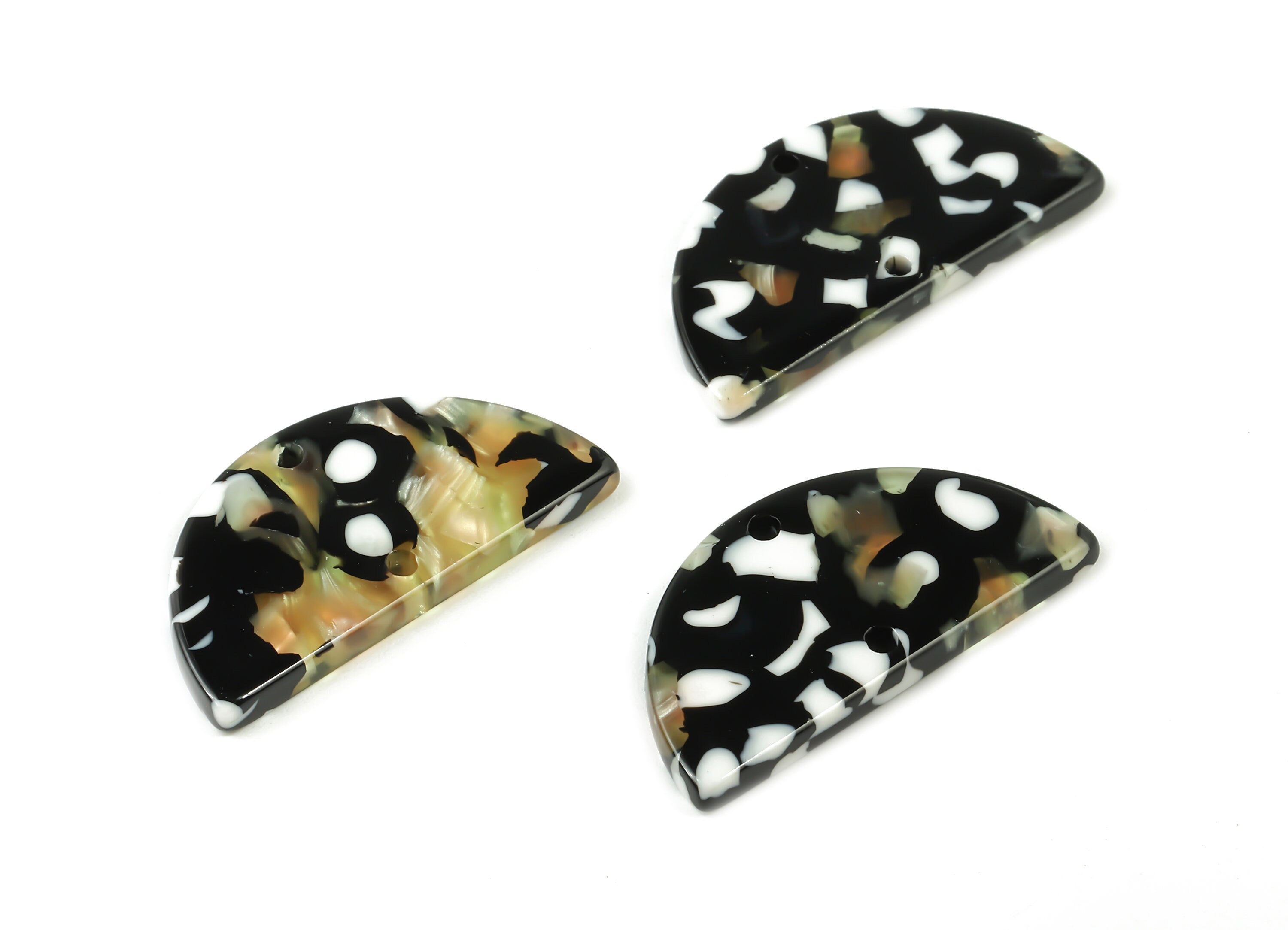 Acetate Semicircle Connectors - Half Moon Earrings - Acetate Pendant - 2 Holes - Color Code:A193 - 29.54x14.96x2.64mm - AC1061-A193 - DOMEDBAZAAR