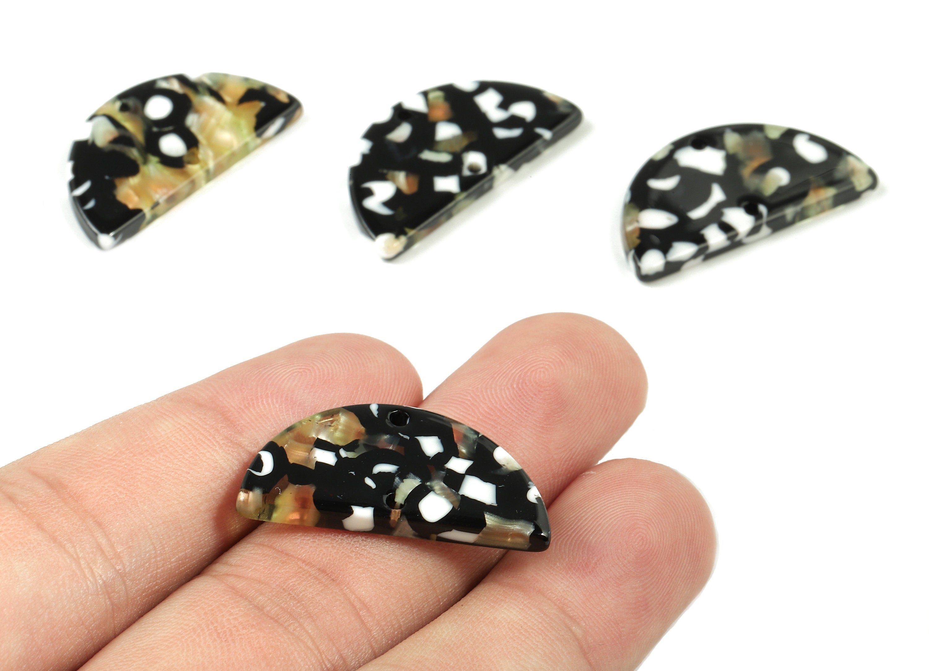 Acetate Semicircle Connectors - Half Moon Earrings - Acetate Pendant - 2 Holes - Color Code:A193 - 29.54x14.96x2.64mm - AC1061-A193 - DOMEDBAZAAR