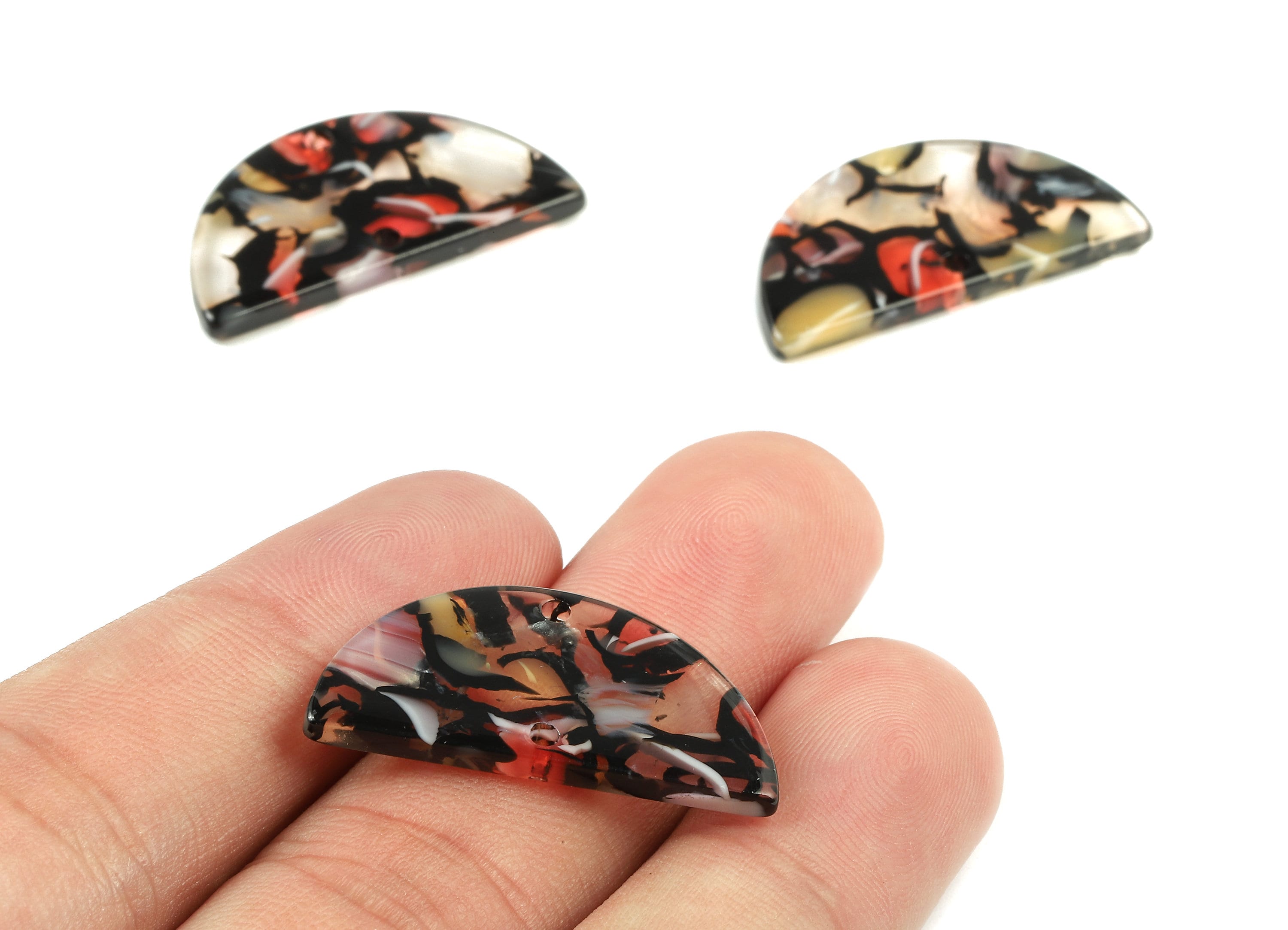 Acetate Semicircle Connectors - Half Moon Earrings - Acetate Pendant - 2 Holes - Color Code:A343 - 29.54x14.96x2.64mm - AC1061-A343 - DOMEDBAZAAR