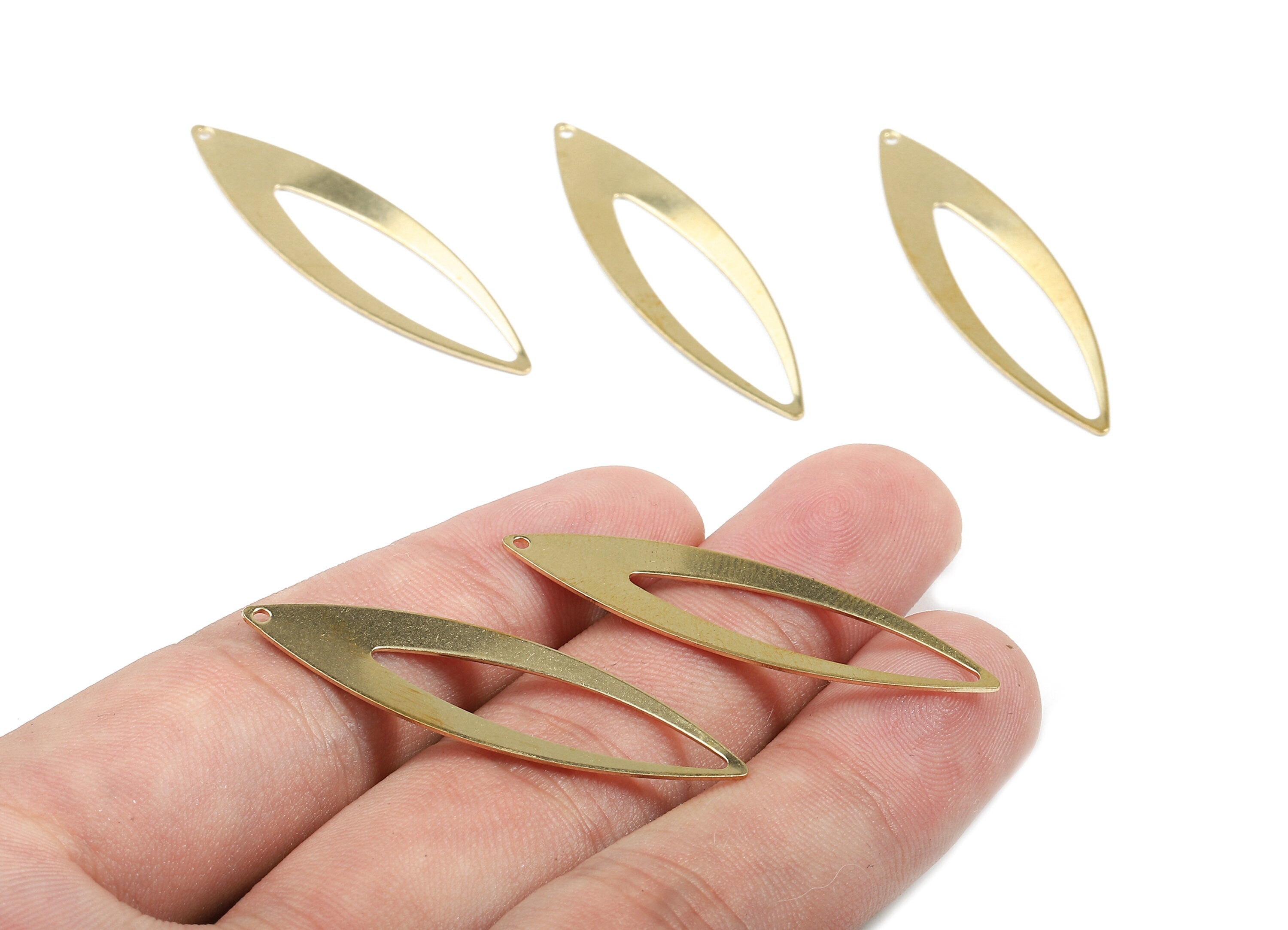 Brass Marquise Charms - Raw Brass Marquise Earrings and Pendant - Brass Marquise Necklace - Earring Finding - 42x12x0.7mm - PP2948 - DOMEDBAZAAR