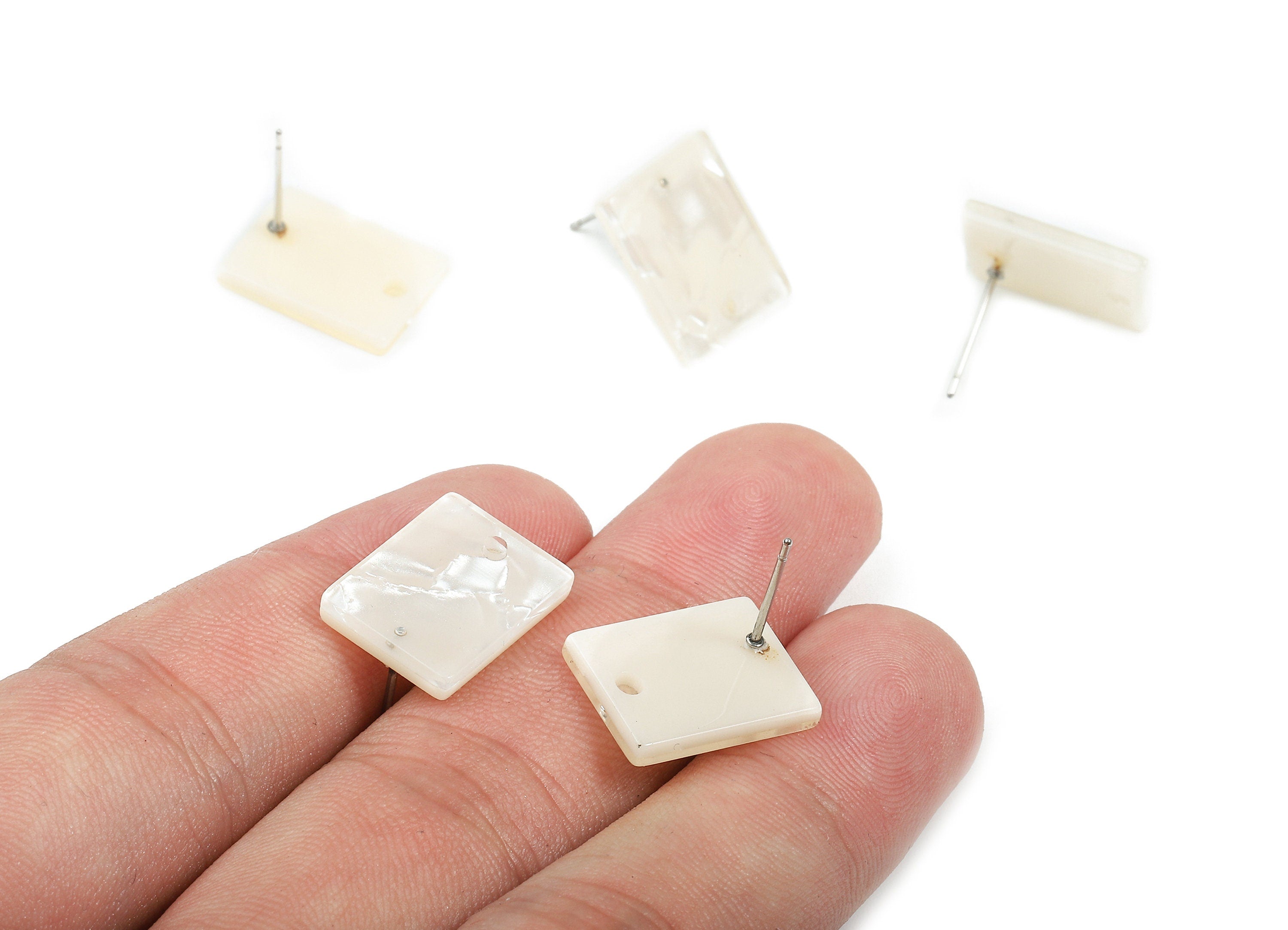 Acetate Rectangle Earring Stud - Rectangle Earring Post and Stud - Earring Findings - Color Code: A31 - 15.43x11.72x2.5mm- AC1663-A31 - DOMEDBAZAAR
