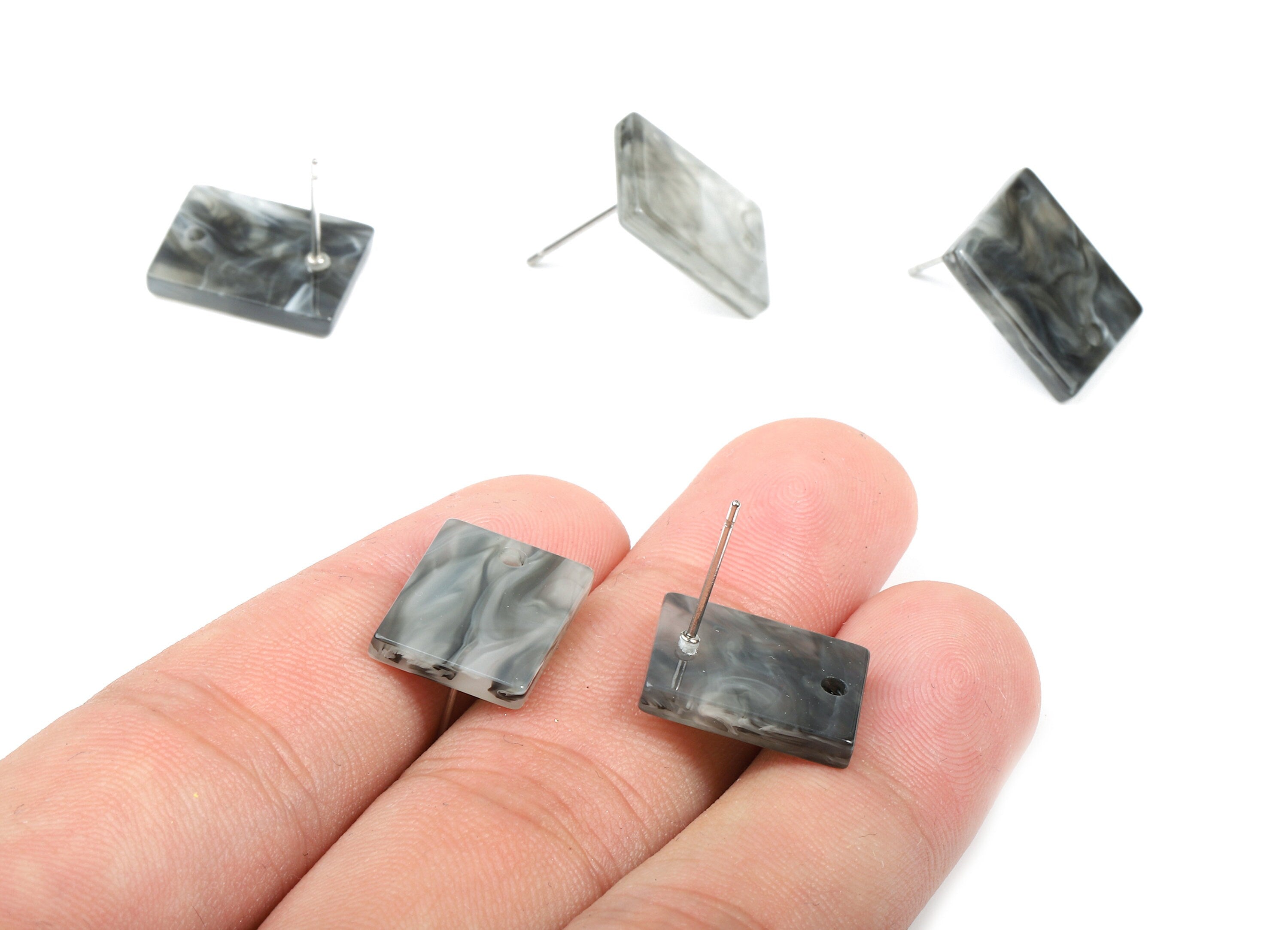 Acetate Rectangle Earring Stud - Rectangle Earring Post and Stud - Earring Findings - Color Code: A231 - 15.43x11.72x2.5mm- AC1663-A231 - DOMEDBAZAAR