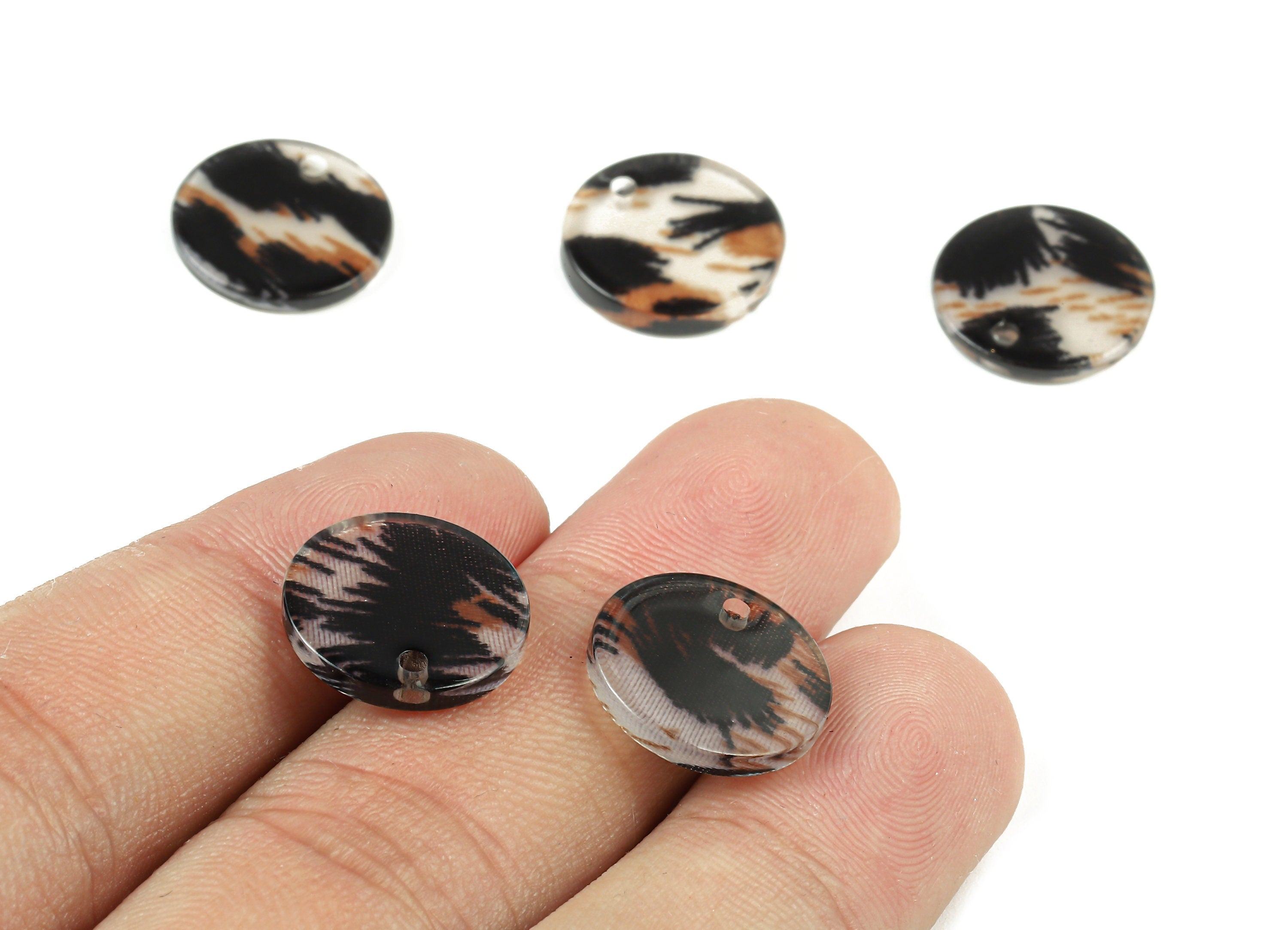 Acetate Round Charms - Round Earrings and Pendant - Earring Findings - Jewelry Supplies - Color Code:A266 - 14.73x14.73x2.48mm - AC1064-A266 - DOMEDBAZAAR