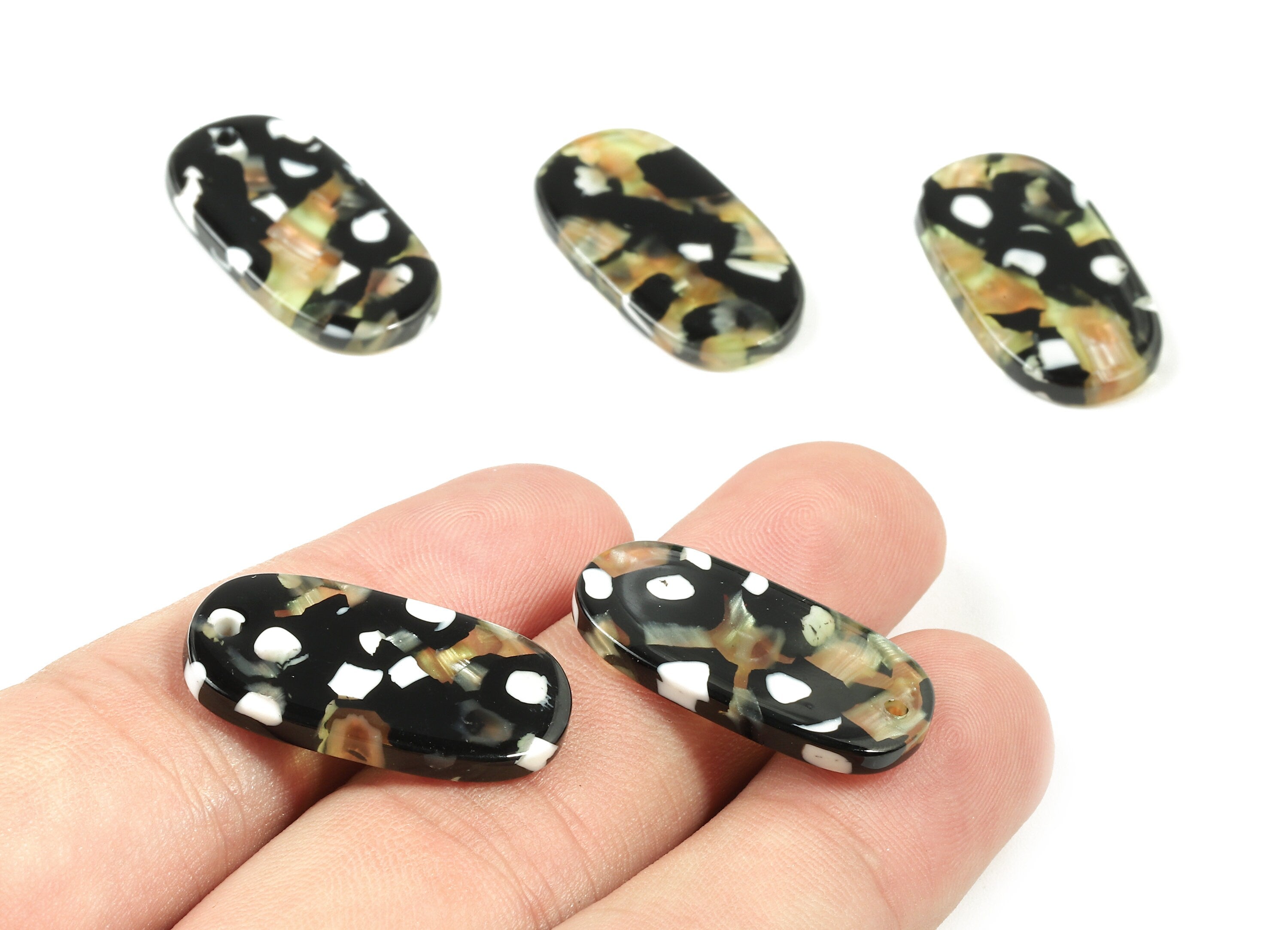Acetate Oval Charms - Oval Earrings and Pendant - Earring Findings - Jewelry Supplys - Color Code:A193 - 26.38x14.11x2.63mm - AC1156-A193 - DOMEDBAZAAR