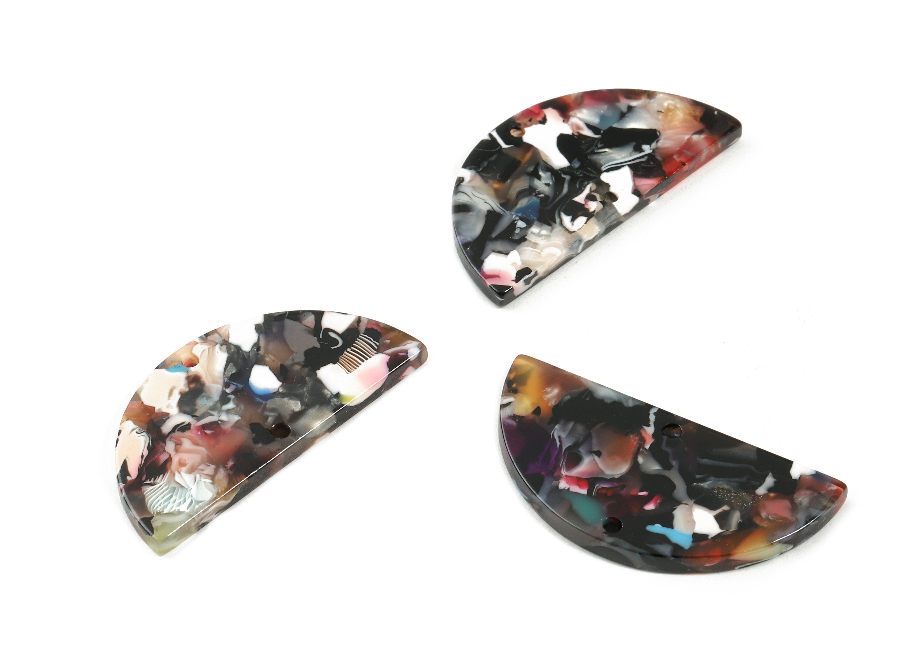 Acetate Semicircle Connectors - 2 Holes - Half Moon Earrings - Earring Findings - Color Code:A58 - 37.2x18.55x2.4mm - AC1794-A58 - DOMEDBAZAAR