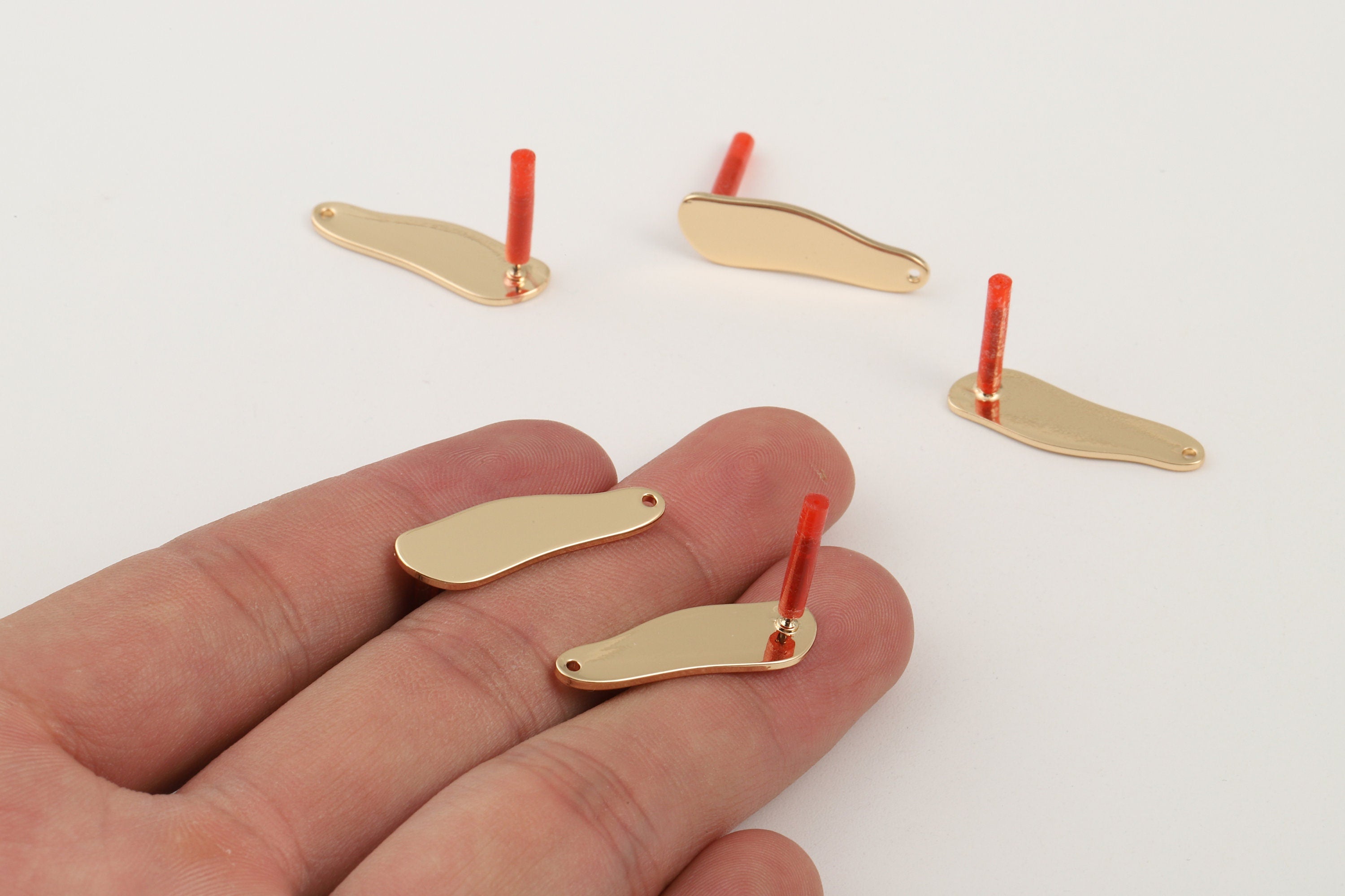 Brass Drop Earring Post - Brass Drop Earring Stud - KC Gold Tone Plated Brass - Jewelry Supplies - 26.45x8x1mm - PP3022 - DOMEDBAZAAR