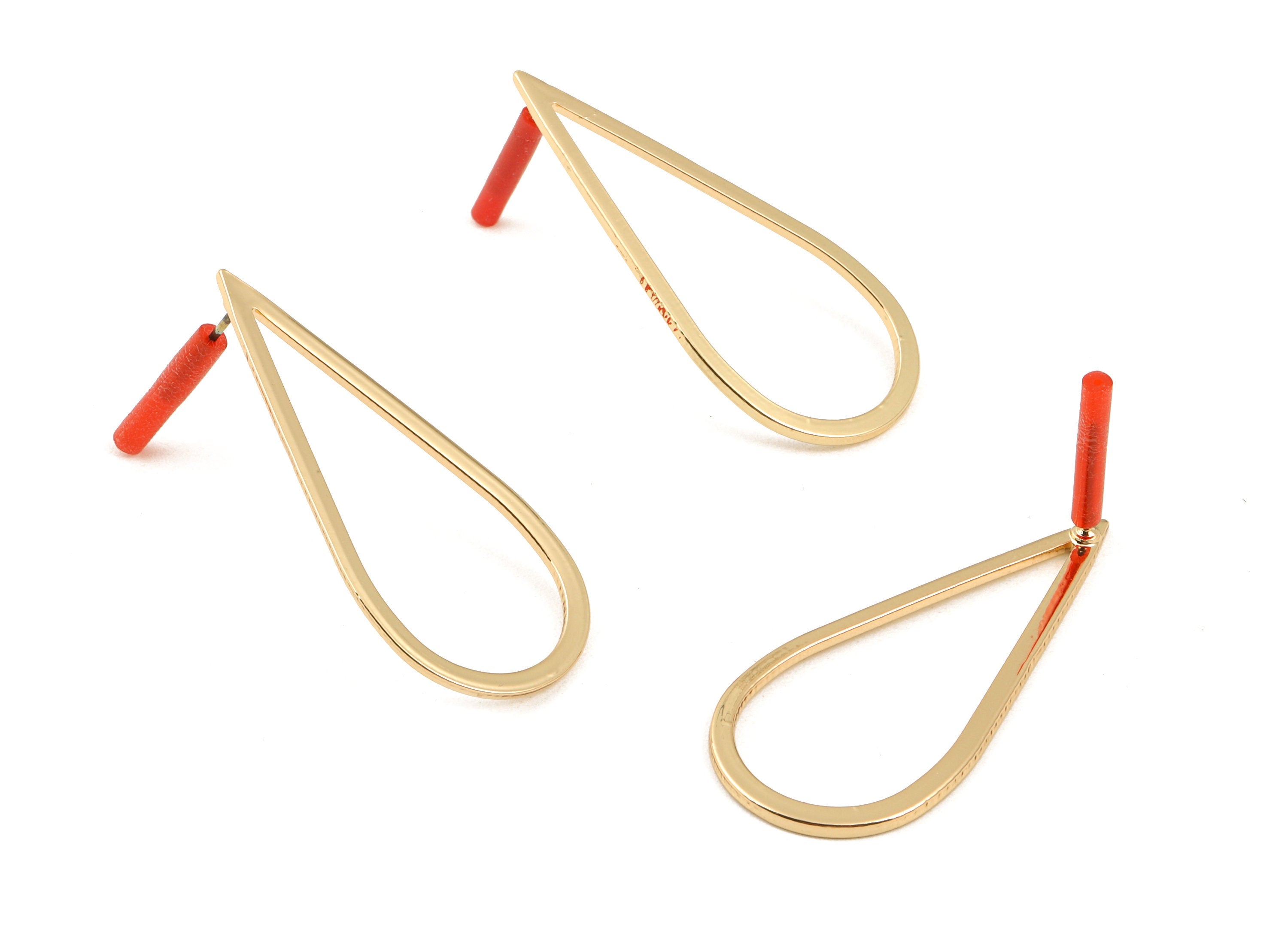 Brass Drop Earring Post - Brass Drop Earring Stud - Gold Tone Plated Brass - Earring Post - Jewelry Supplies - 40x18x1mm - PP3019 - DOMEDBAZAAR