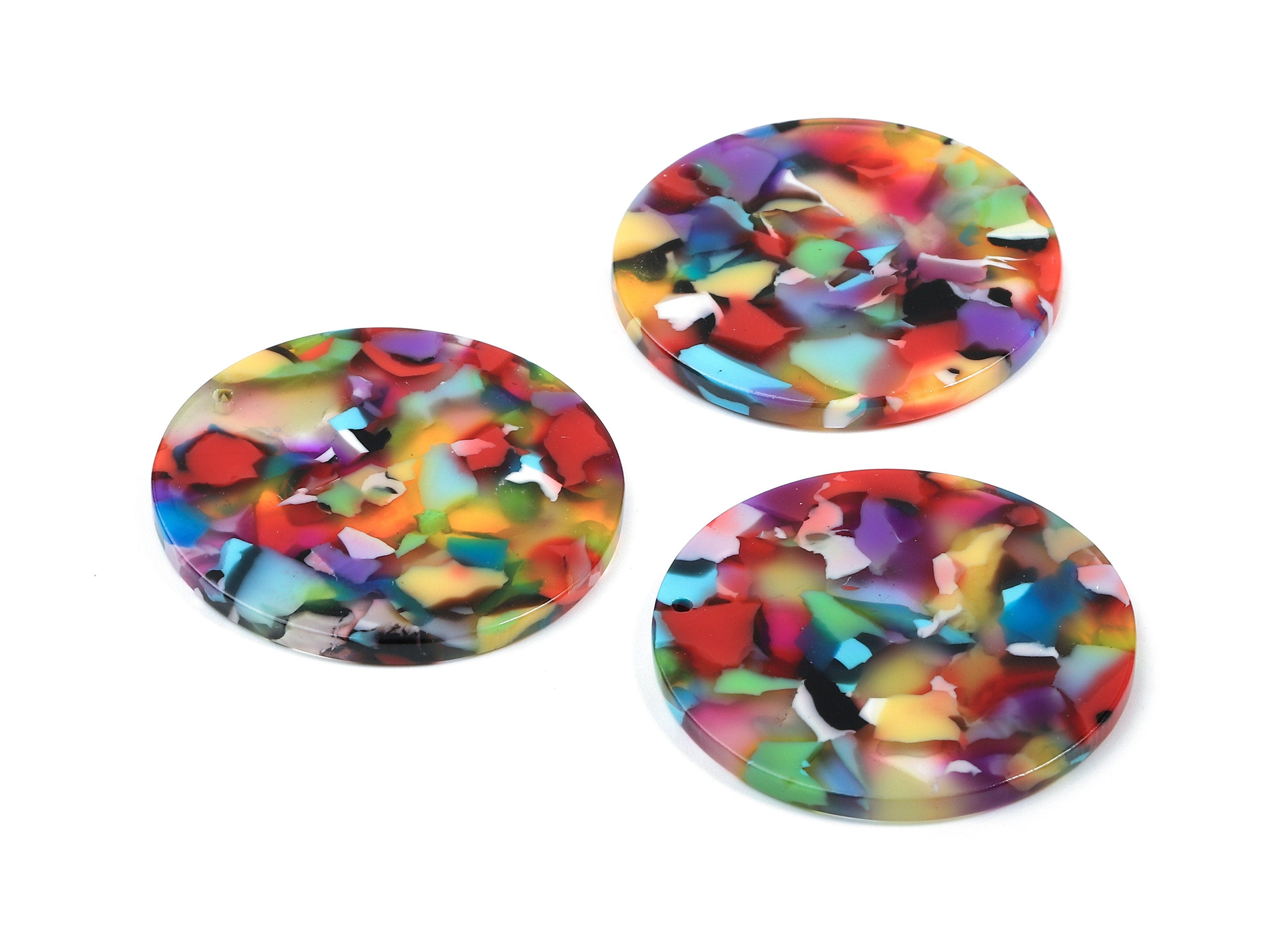 Acetate Round Charms - Round Earrings and Pendant - Earring Findings - 1 Hole - Color Code:A21- 36.7x36.7x2.5mm - AC1549-A21 - DOMEDBAZAAR