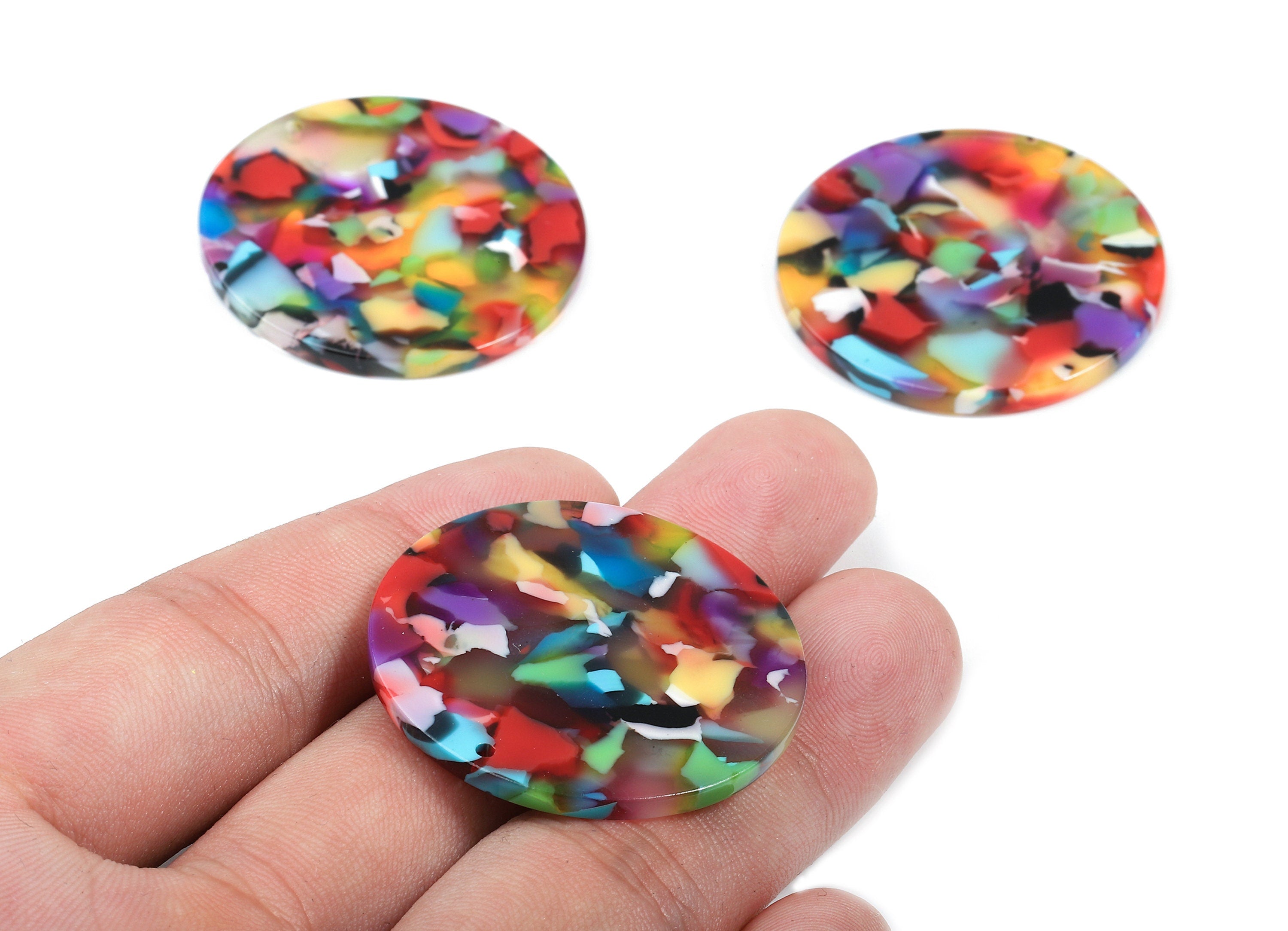 Acetate Round Charms - Round Earrings and Pendant - Earring Findings - 1 Hole - Color Code:A21- 36.7x36.7x2.5mm - AC1549-A21 - DOMEDBAZAAR