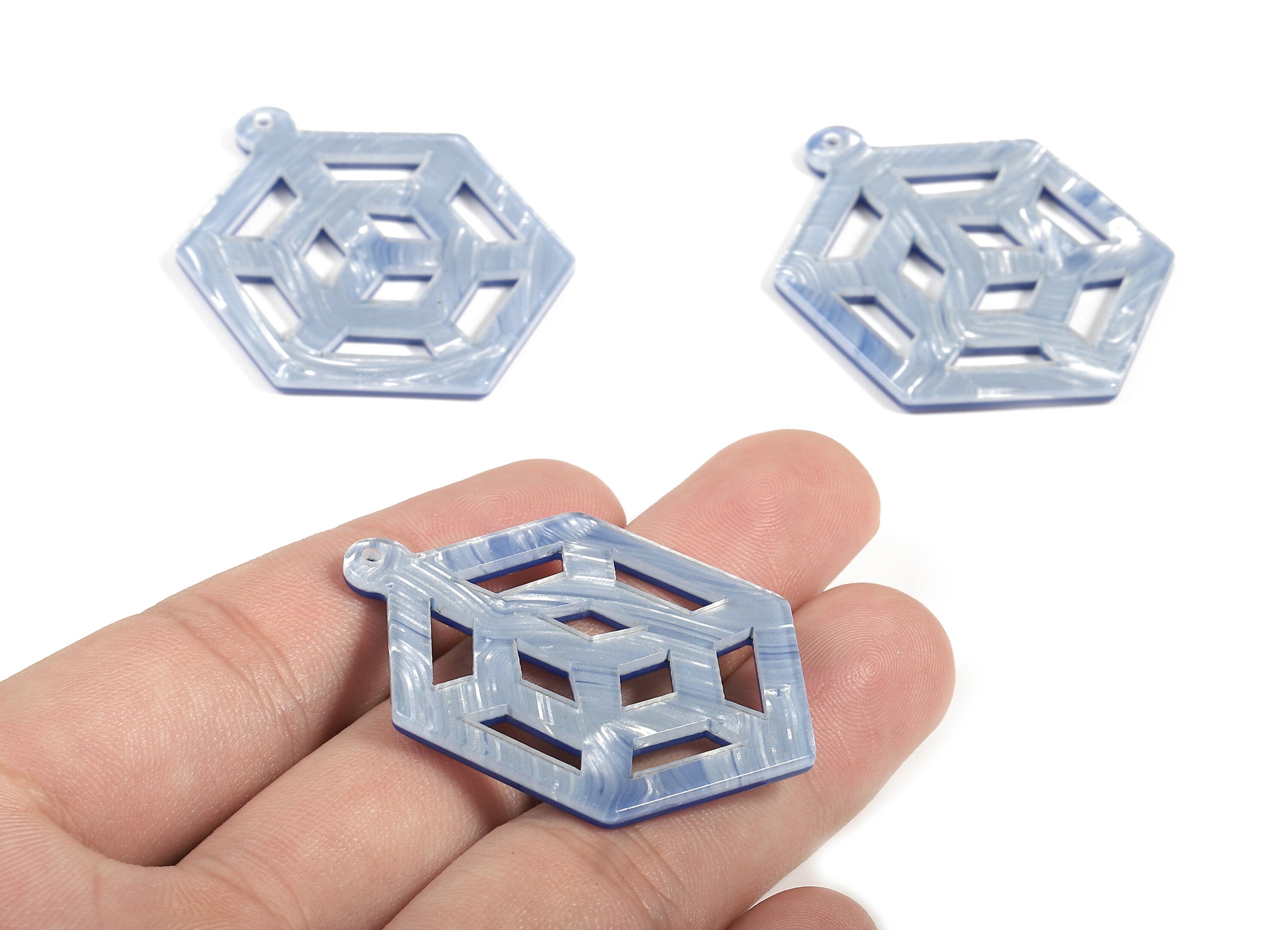 Acetate Hexagon Charm - Hexagon Earring and Pendant - Earring Finding - Jewelry Supplies - Color Code:A385 - 45.45x33.7x2.45mm - AC1725-A385 - DOMEDBAZAAR