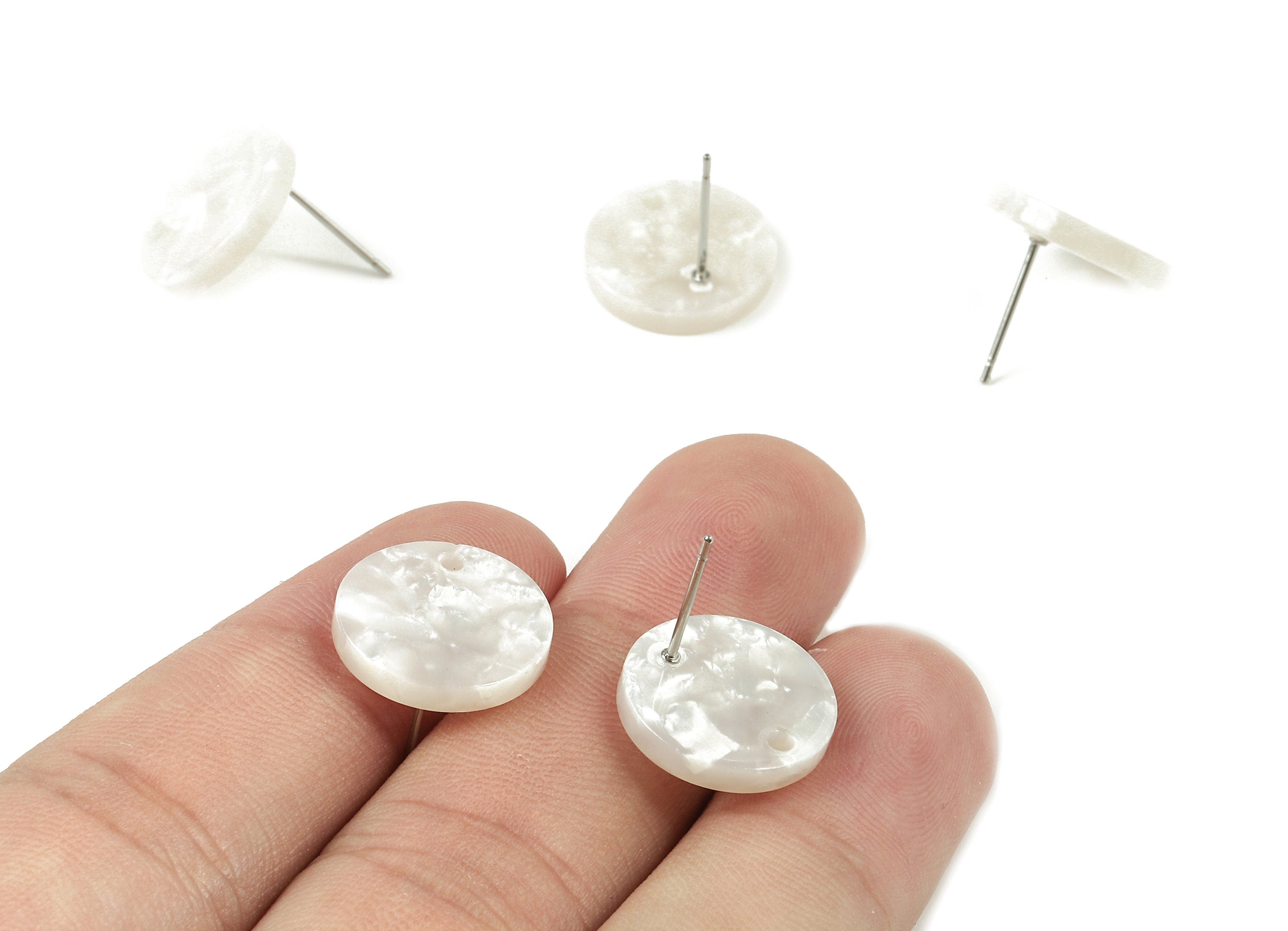 Acetate Round Earring Stud - Acetate Round Earring Post - Earring Stud Findings - Color Code: A12 - 14.84x14.84x2.49mm - AC1385-A12 - DOMEDBAZAAR