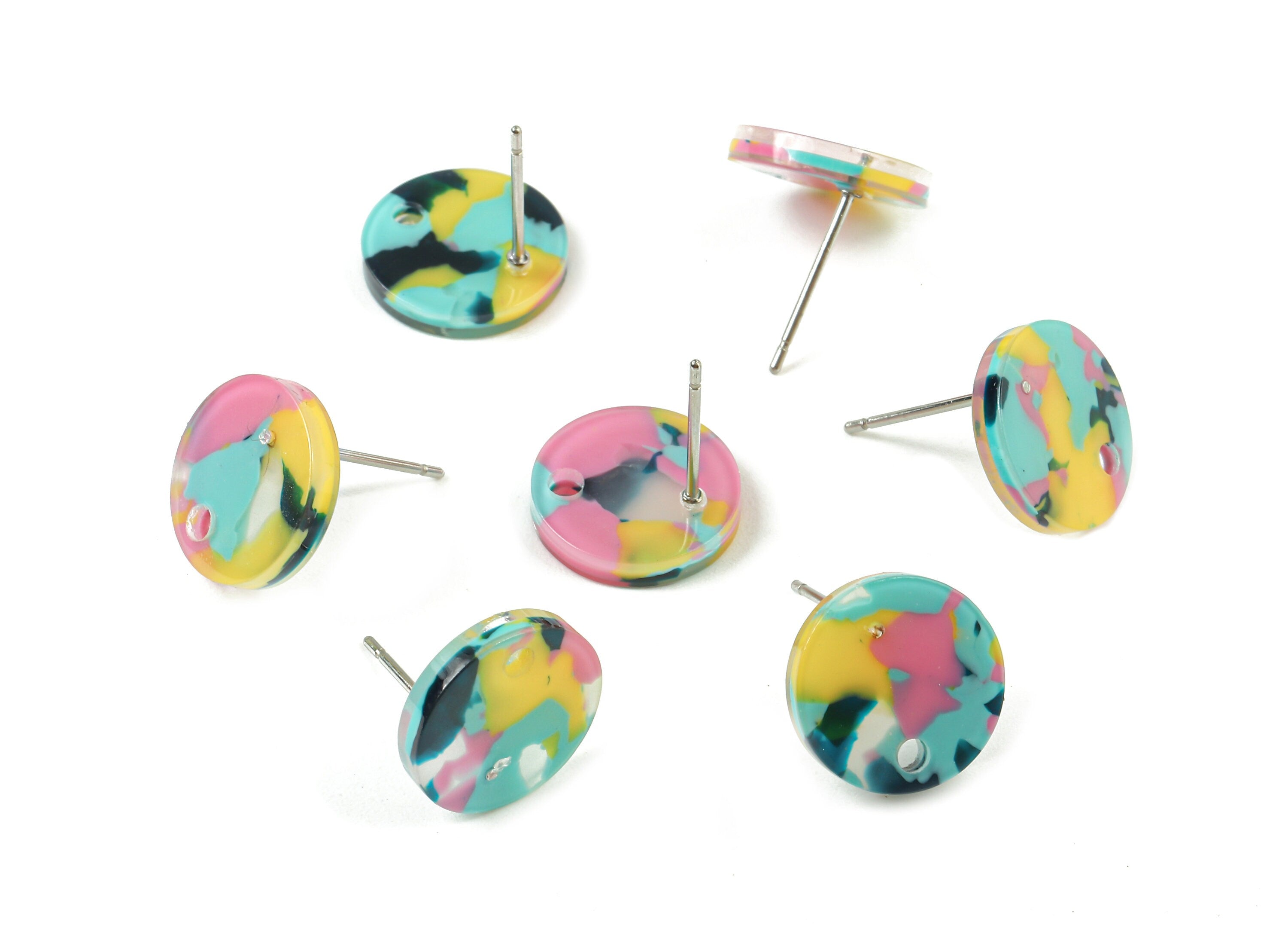 Acetate Round Earring Stud - Acetate Round Earring Post - Earring Post Findings - Color Code: A111 - 11.6x11.6x2.95mm - AC1139-A111 - DOMEDBAZAAR