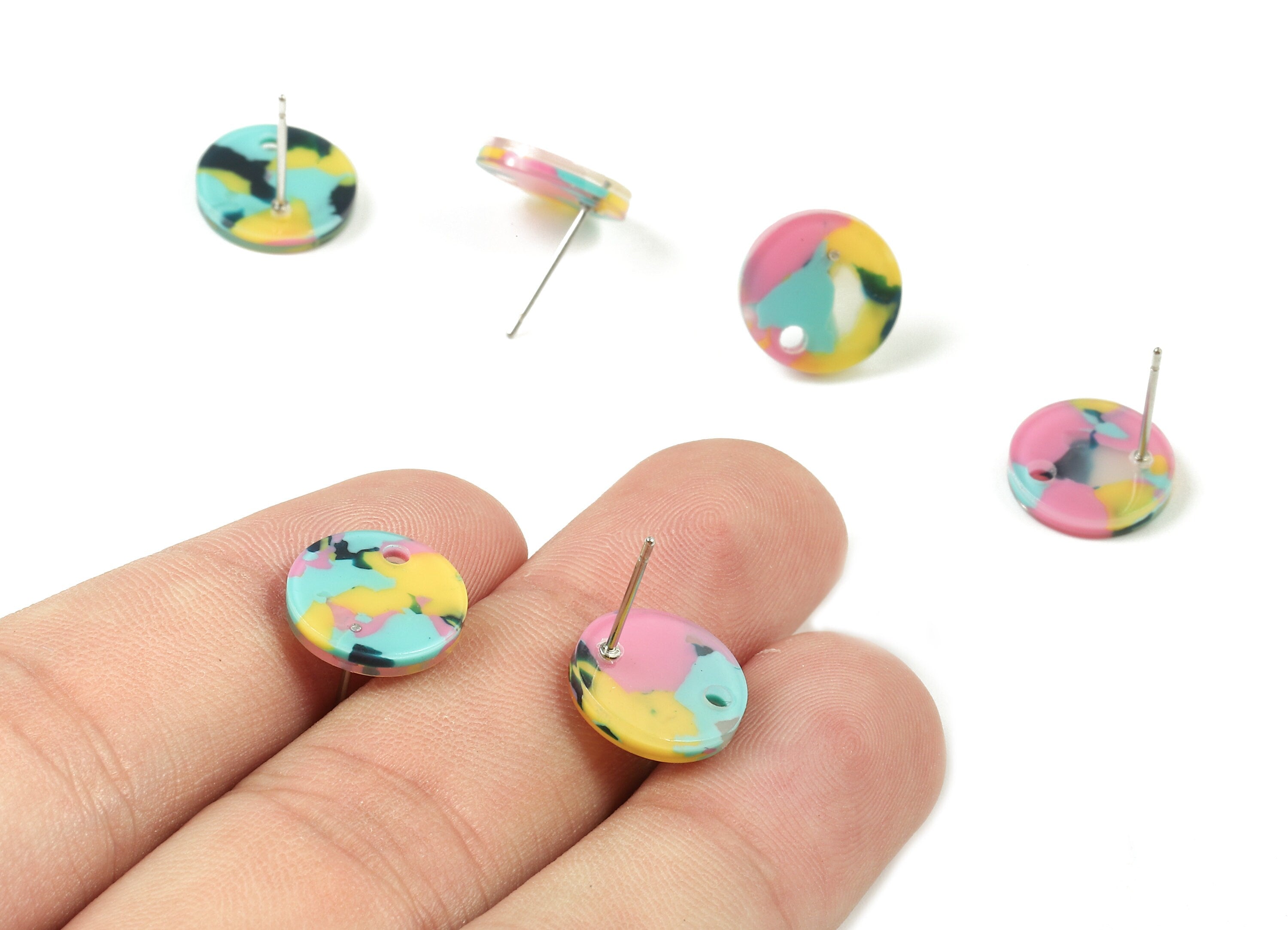 Acetate Round Earring Stud - Acetate Round Earring Post - Earring Post Findings - Color Code: A111 - 11.6x11.6x2.95mm - AC1139-A111 - DOMEDBAZAAR