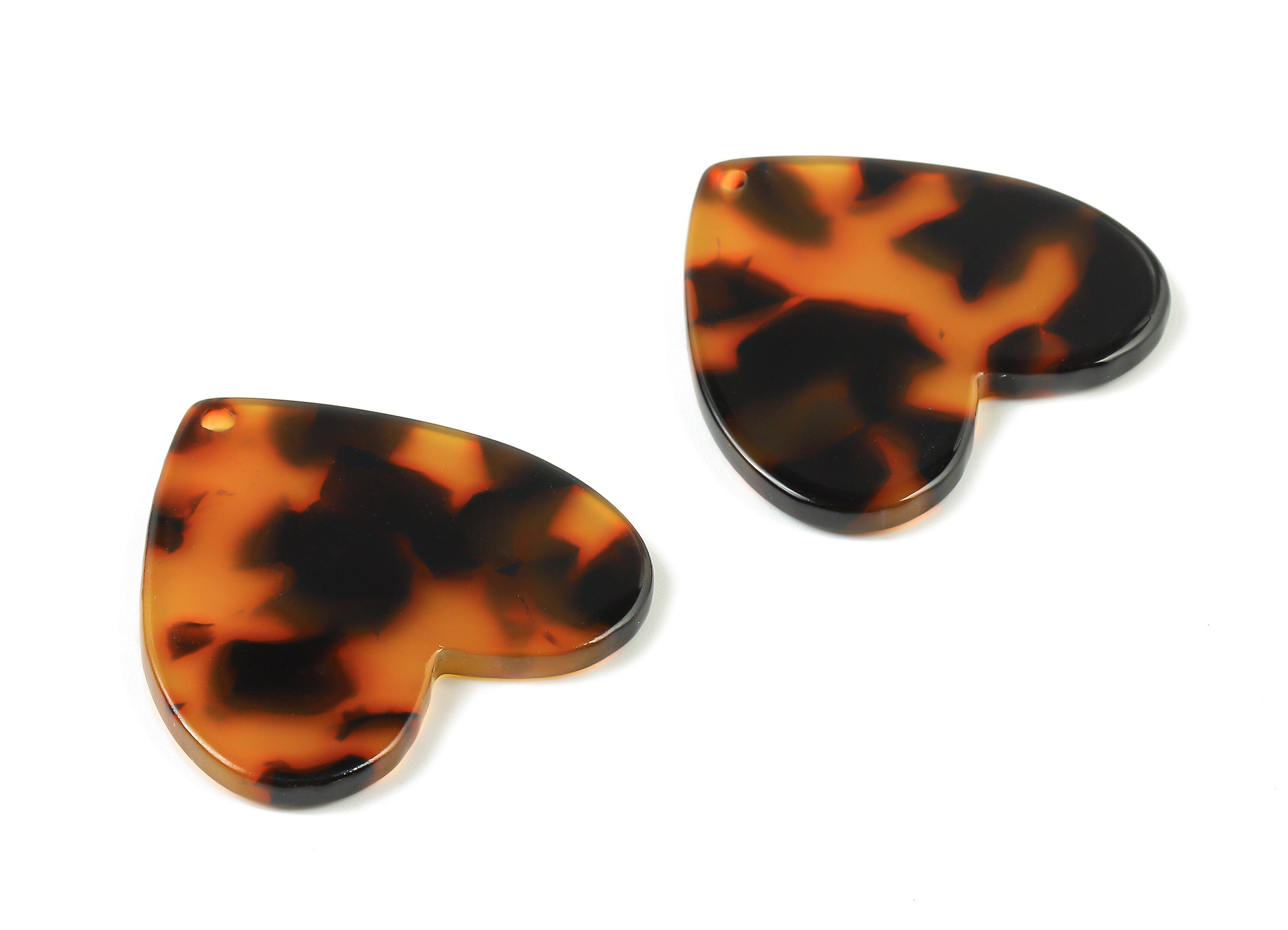 Acetate Heart Charms - Tortoise Shell Earrings - Heart Pendant - Jewelry Making Supplies - Color Code: A04 - 30.7x28.8x2.63mm - AC1734-A04 - DOMEDBAZAAR