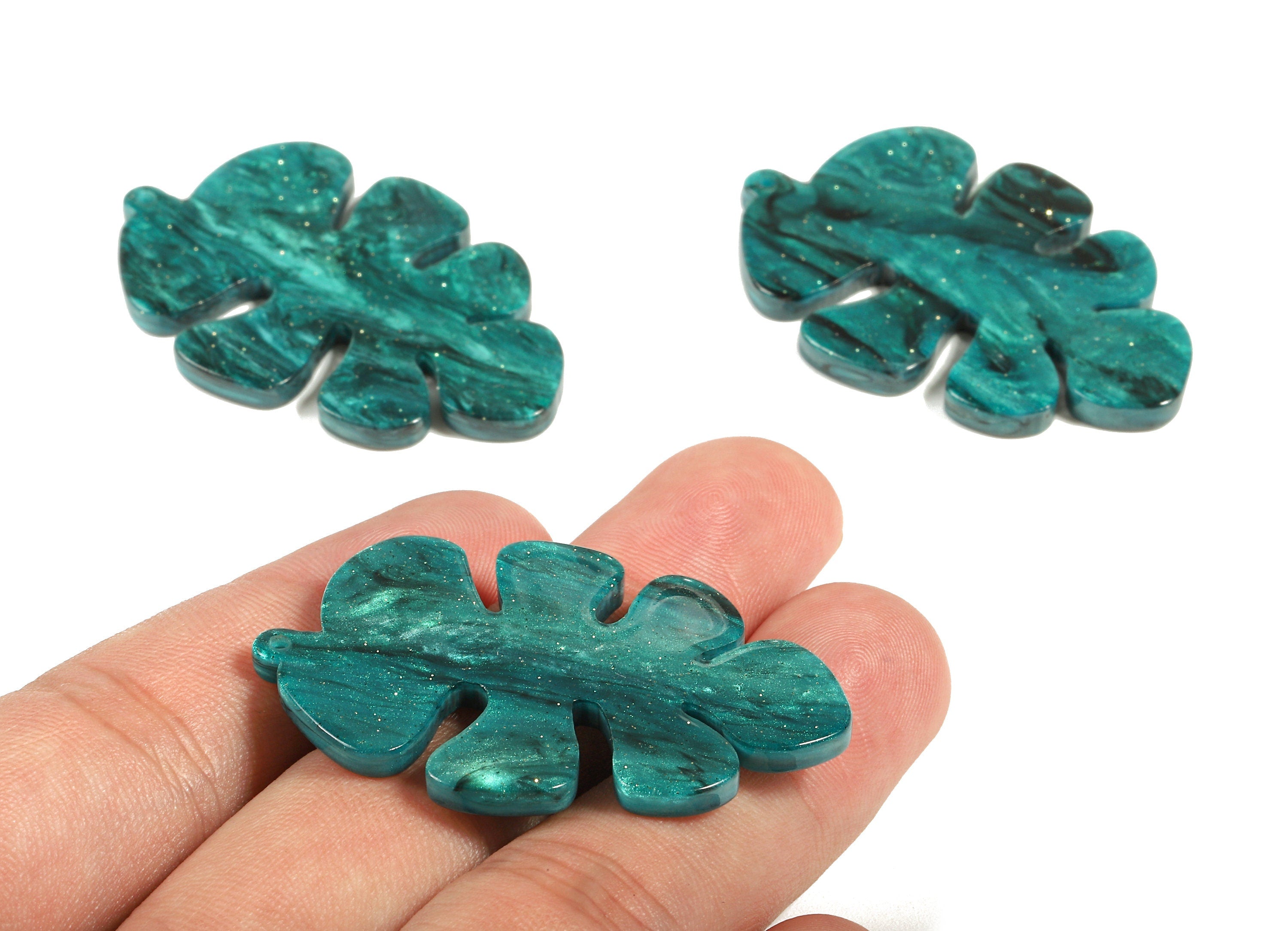 Acetate Leaf Charms - Leaf Earrings and Pendant - Earring Findings - Jewelry Supplies - Color Code:A381 - 45.47x30.43x2.63mm - AC1720-A381 - DOMEDBAZAAR