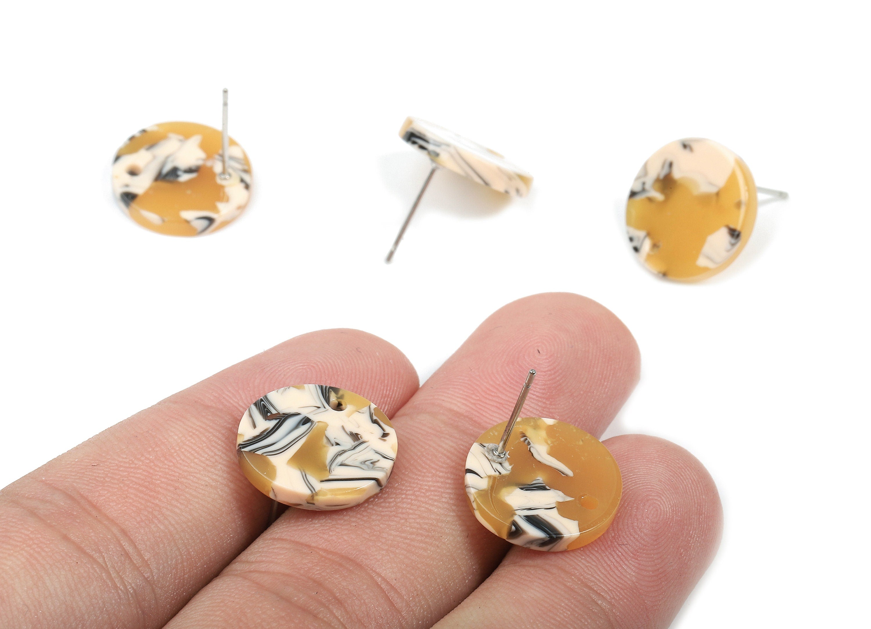 Acetate Round Earring Stud - Acetate Round Earring Post - Earring Post Findings - Color Code: A14 - 15x15x2.5mm - AC1672-A14 - DOMEDBAZAAR