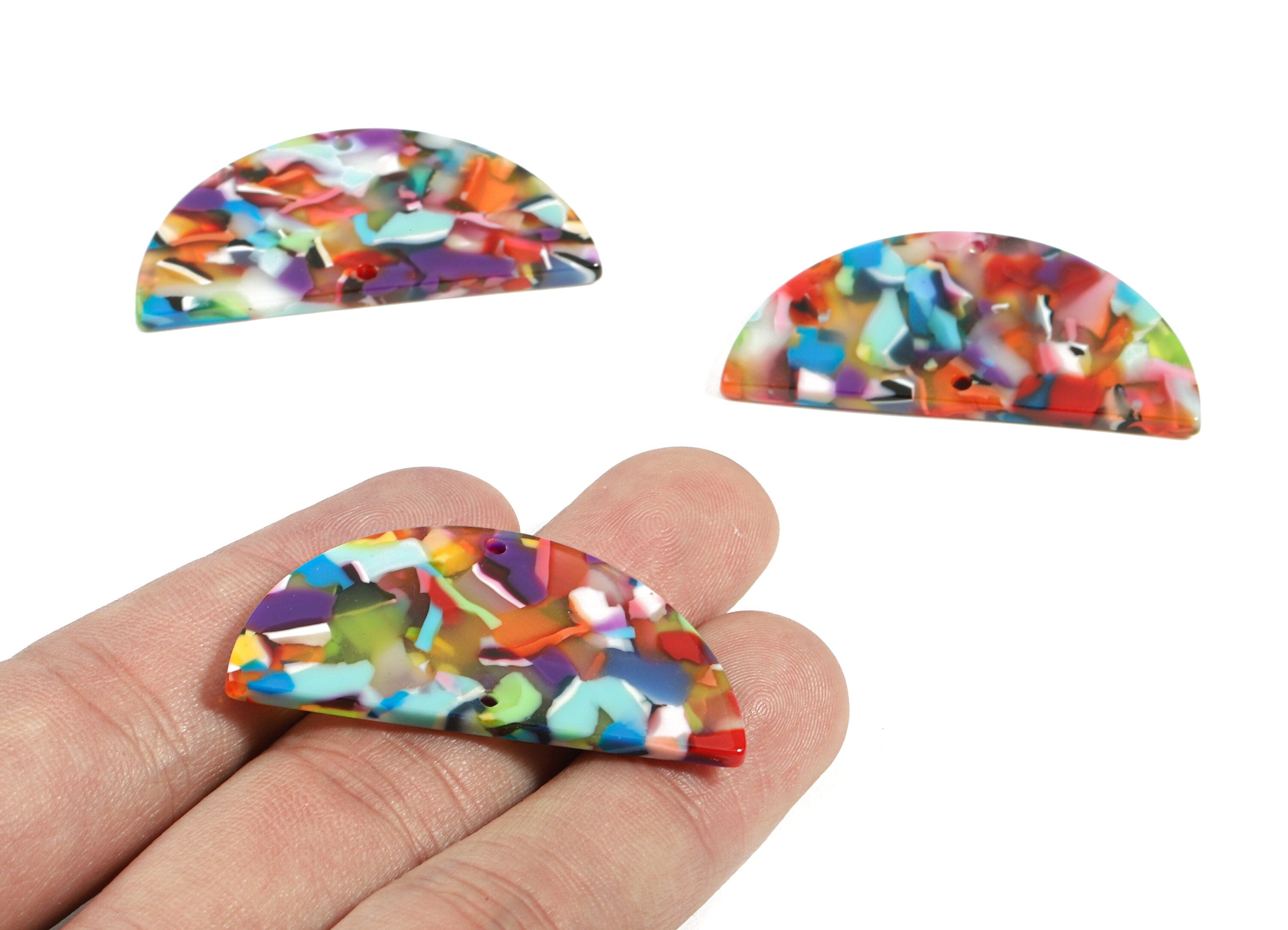 Acetate Semicircle Connectors - 2 Holes - Half Moon Earrings - Earring Findings - Color Code:A21 - 43.09x21.54x2.5mm - AC1800-A21 - DOMEDBAZAAR