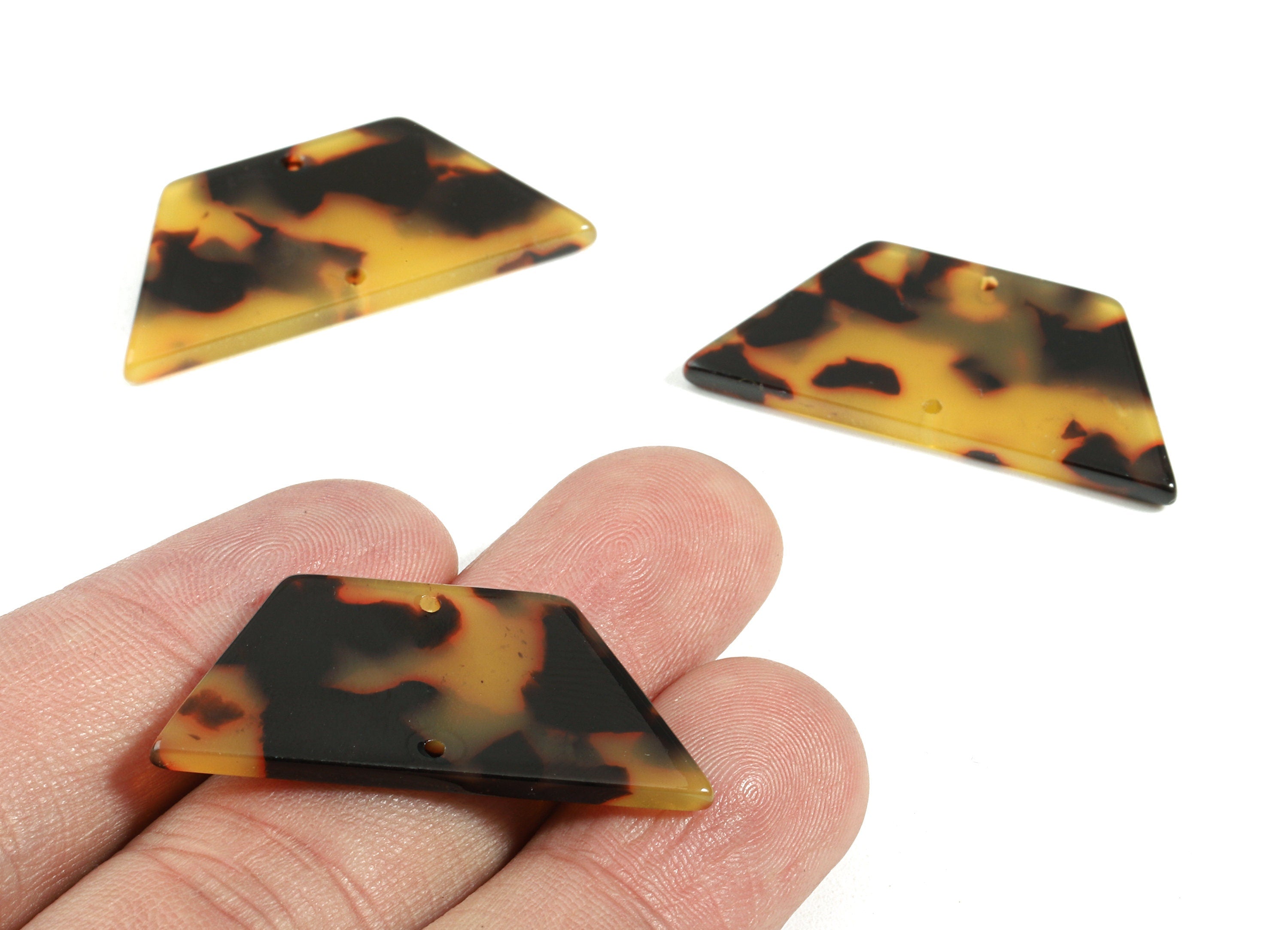 Acetate Trapezoid Connectors - 2 Holes Trapezoid Tortoise Shell Earring - Jewelry Supplies - Color Code: A01 - 36.62x16x2.67mm - AC1802-A01 - DOMEDBAZAAR