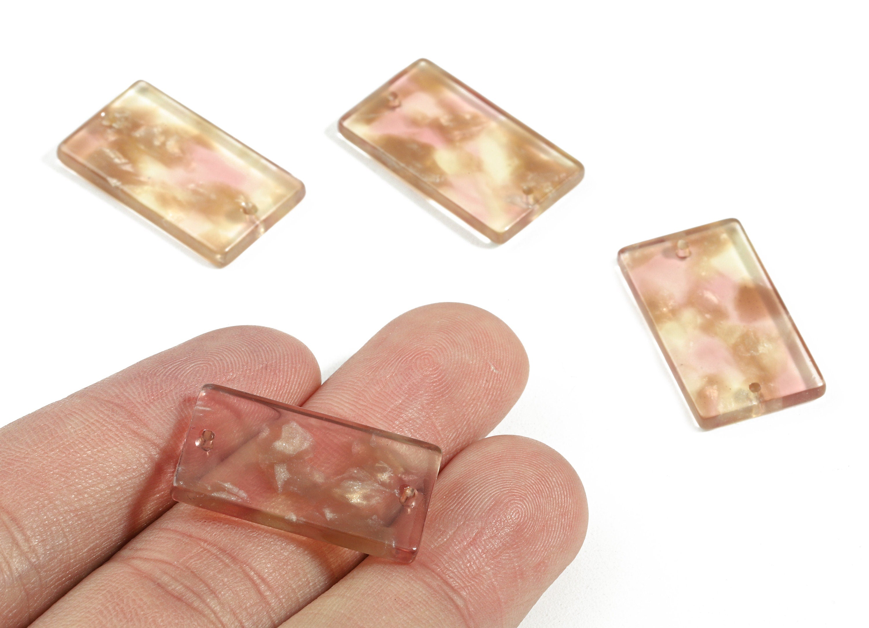 Acetate Rectangle Connectors - 2 Holes - Rectangle Earrings - Earring Findings - Color Code:A45 - 25.2x14.5x2.89mm - AC1803-A45 - DOMEDBAZAAR