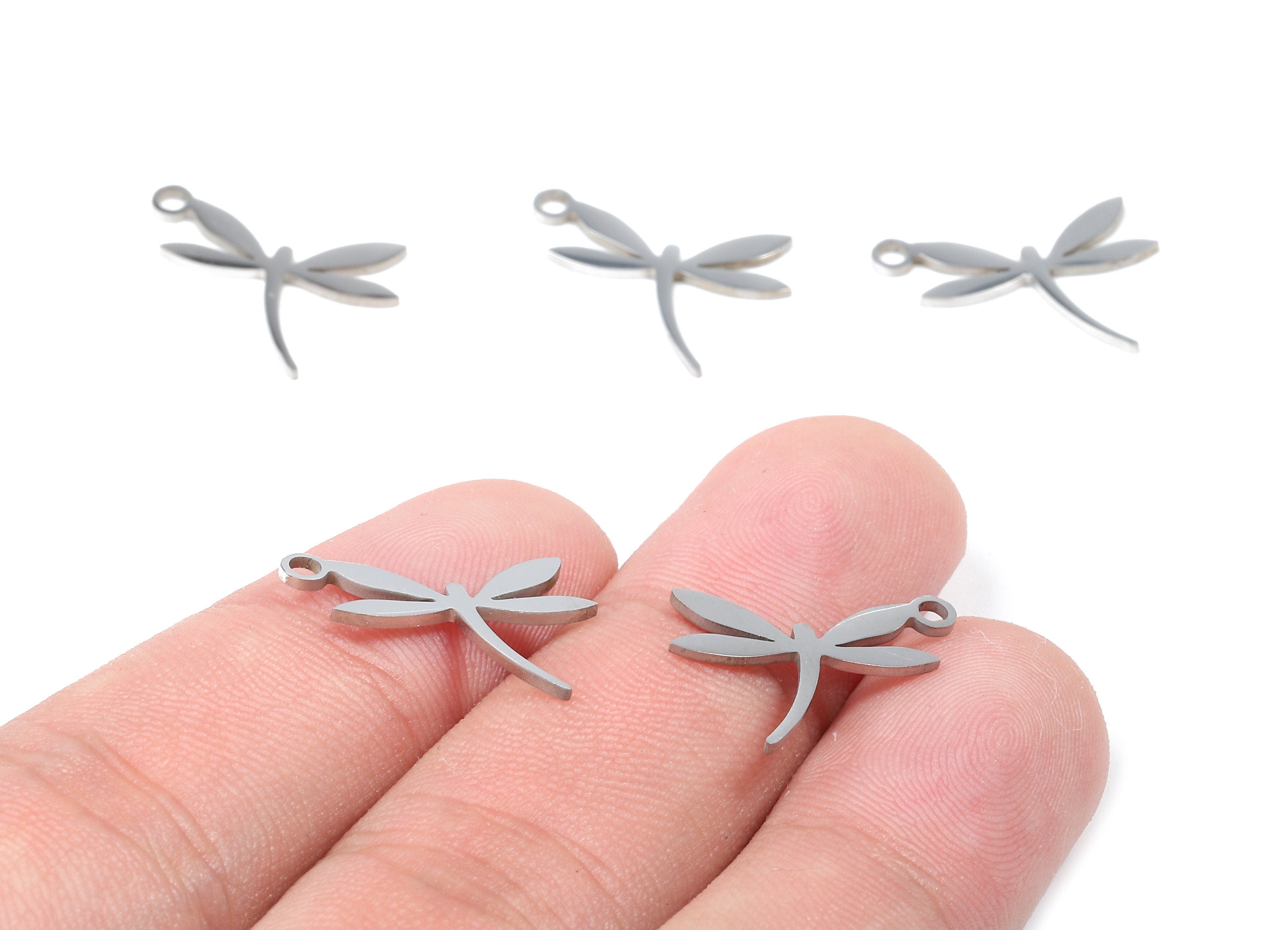 Stainless Steel Dragonfly Charms - Dragonfly Earrings and Pendant - Bracelet Pendant - Jewelry Supplies - 17.75x13.89x0.93mm - SS1028 - DOMEDBAZAAR