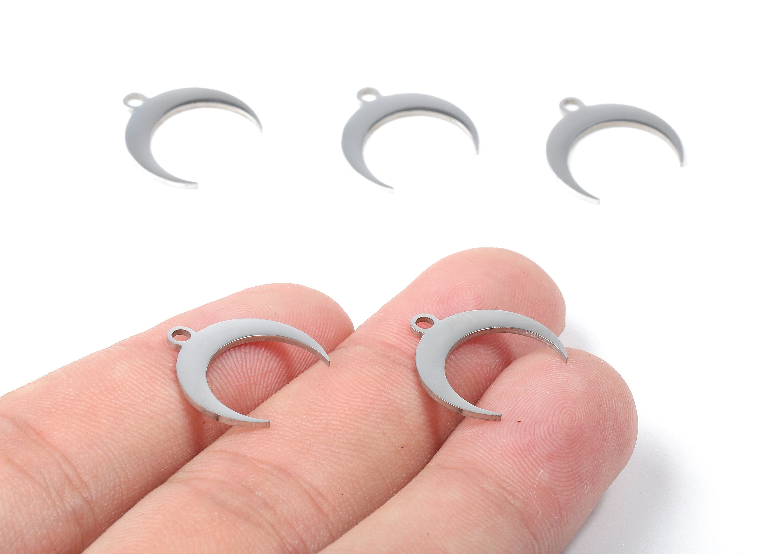 Stainless Steel Crescent Moon Charms - Moon Earrings and Pendant - Bracelet Pendant - Jewellery Supplies - 15.87x5.96x0.94mm - SS1082 - DOMEDBAZAAR