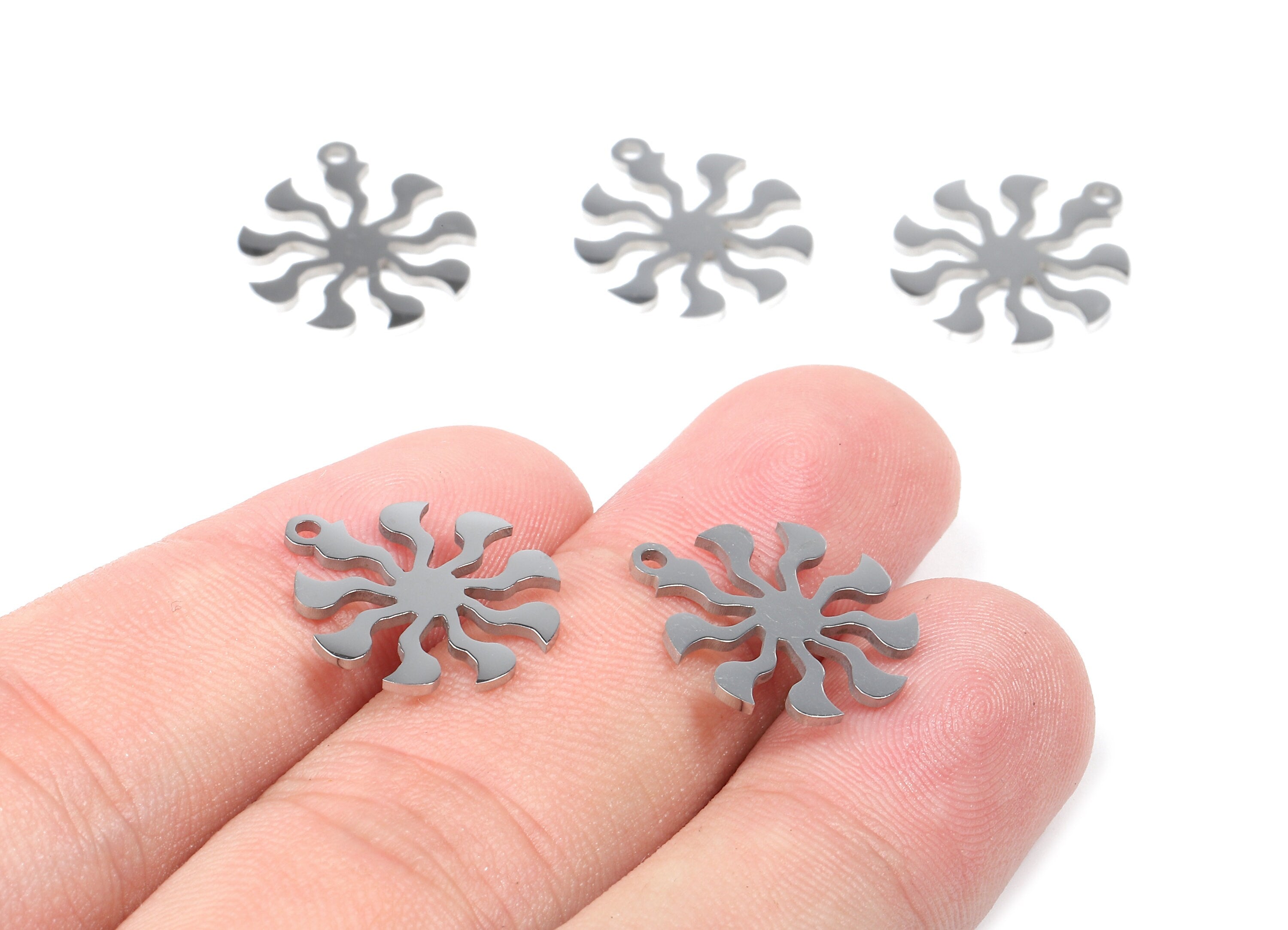 Stainless Steel Sun Charms - Sun Earrings and Pendant - Bracelet Pendant - Jewelry Supplies - 17.44x15.33x0.94mm - SS1024 - DOMEDBAZAAR