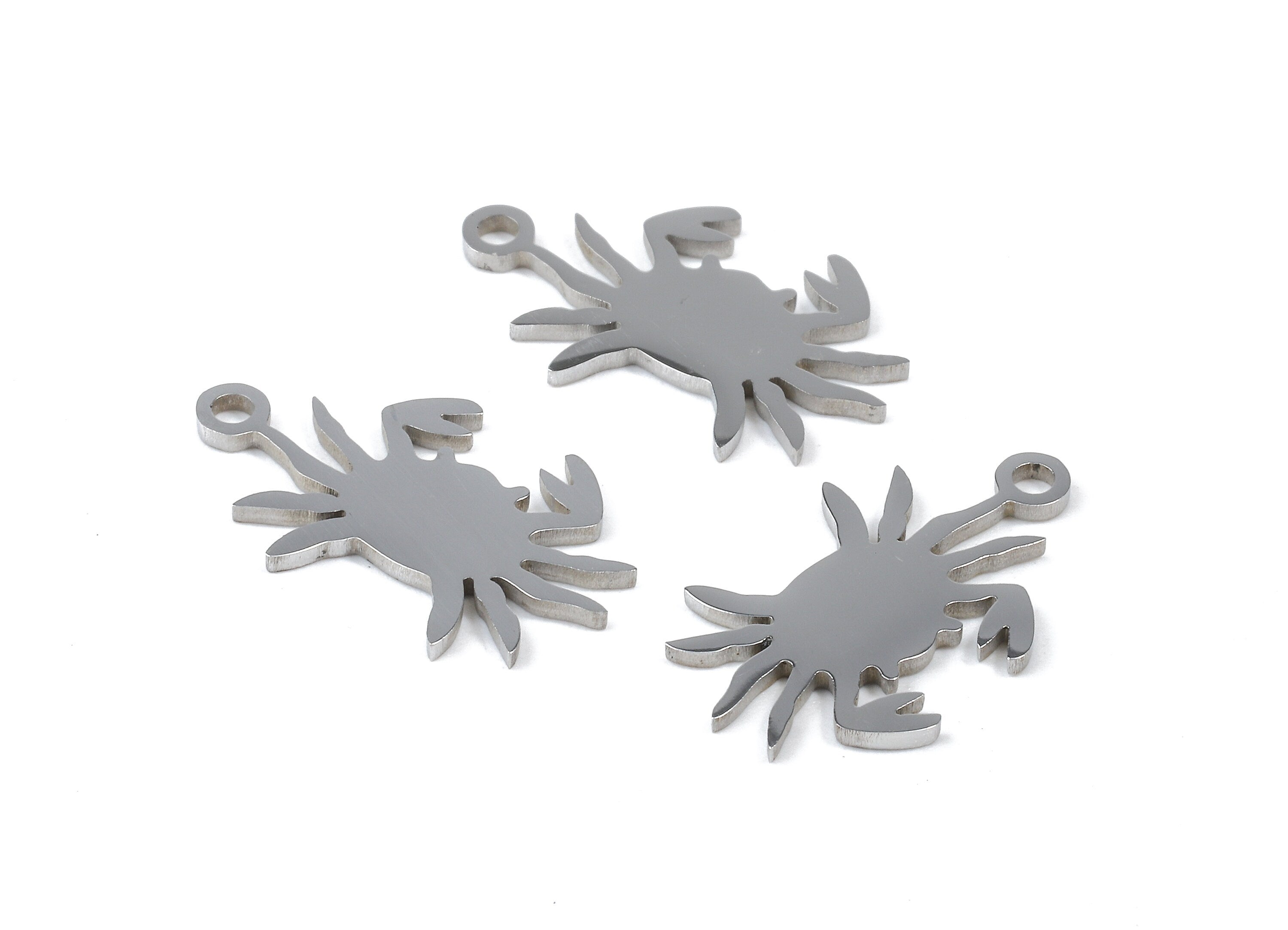 Stainless Steel Crab Charms - Crab Earrings and Pendant - Bracelet Pendant - Jewelry Supplies - 17.73x10.68x0.94mm - SS1037 - DOMEDBAZAAR