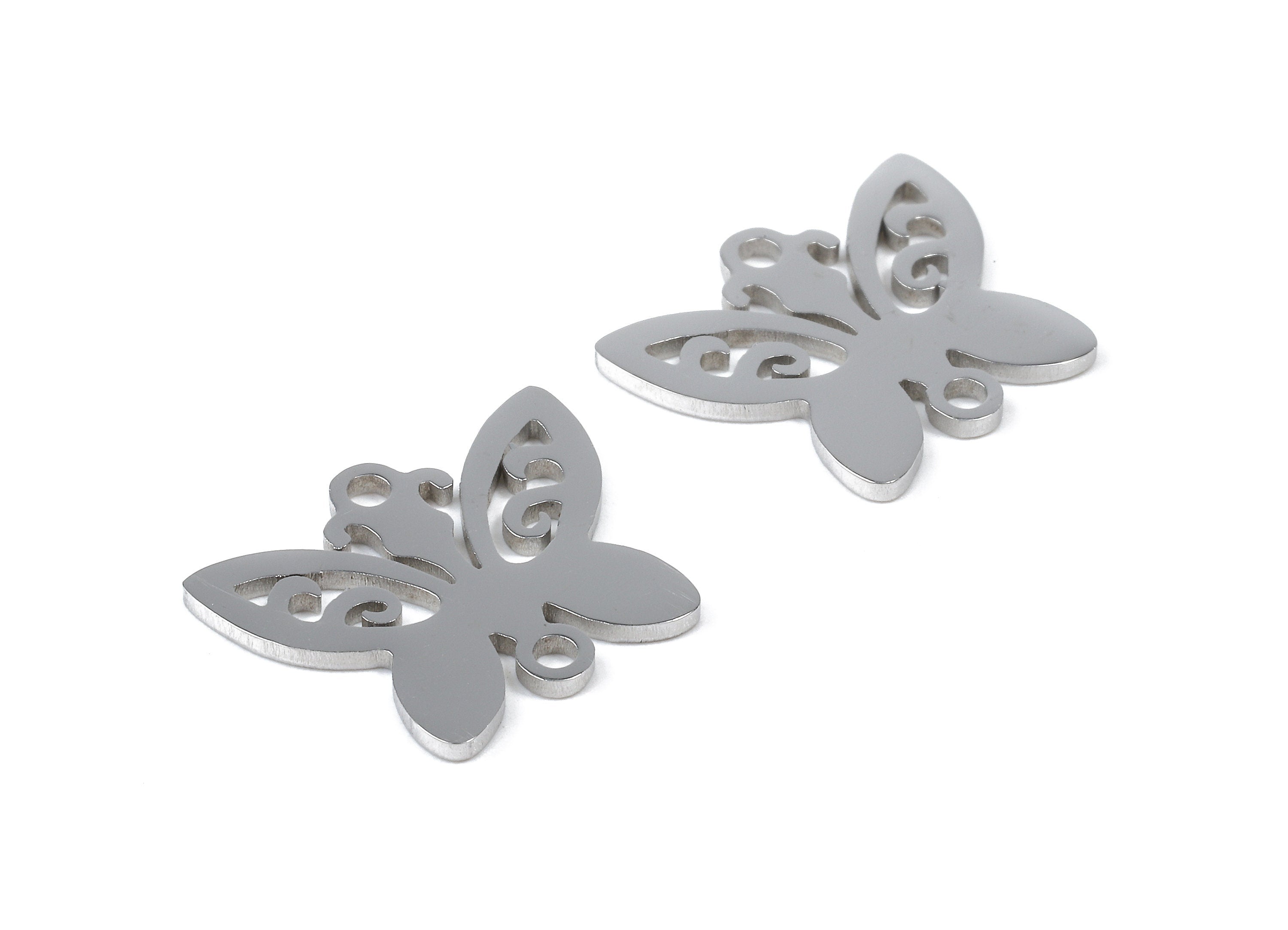 Stainless Steel Butterfly Connector - Butterfly Earrings Charms and Pendant - Bracelet Pendant - 16.29x13.75x0.95mm - SS1111 - DOMEDBAZAAR
