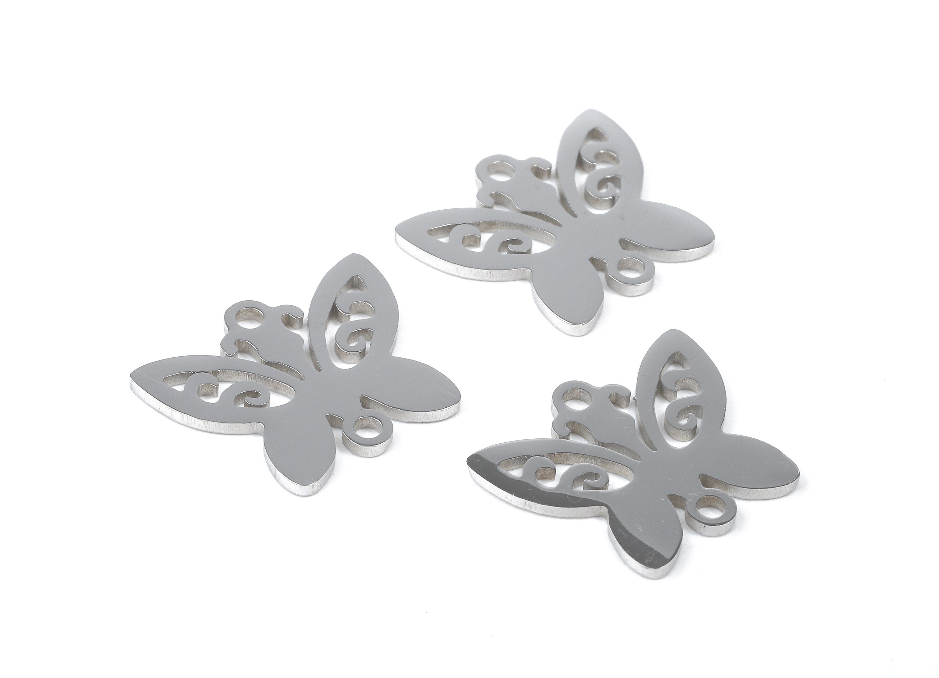 Stainless Steel Butterfly Connector - Butterfly Earrings Charms and Pendant - Bracelet Pendant - 16.29x13.75x0.95mm - SS1111 - DOMEDBAZAAR