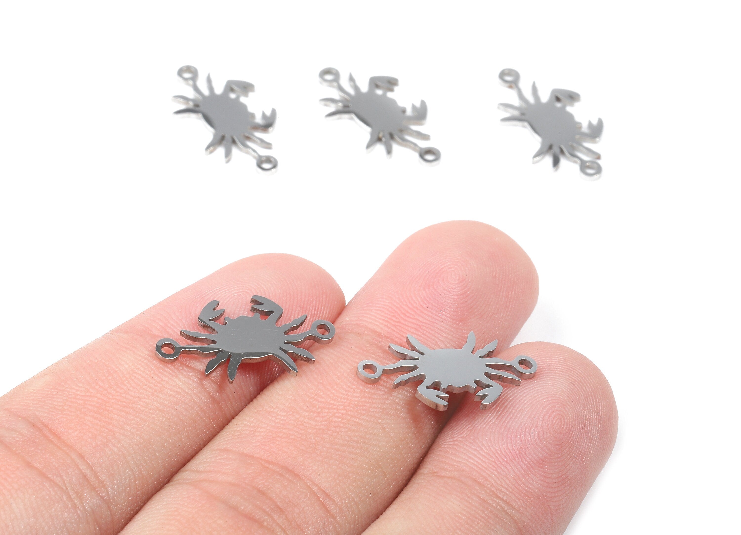 Stainless Steel Crab Connector - Crab Earrings Charms and Pendant - Bracelet Pendant - 19.72x10.68x0.94mm - SS1121 - DOMEDBAZAAR