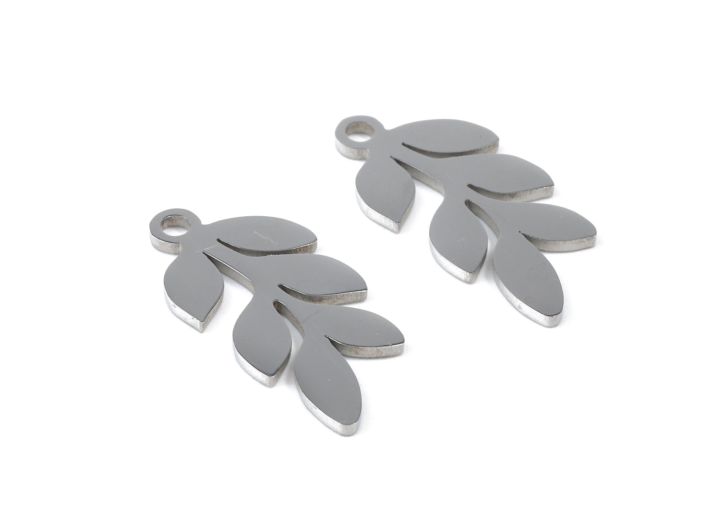 Stainless Steel Branch Charms - Branch Earrings and Pendant - Bracelet Pendant - Jewelry Supplies - 20.24x10.03x0.95mm - SS1050 - DOMEDBAZAAR