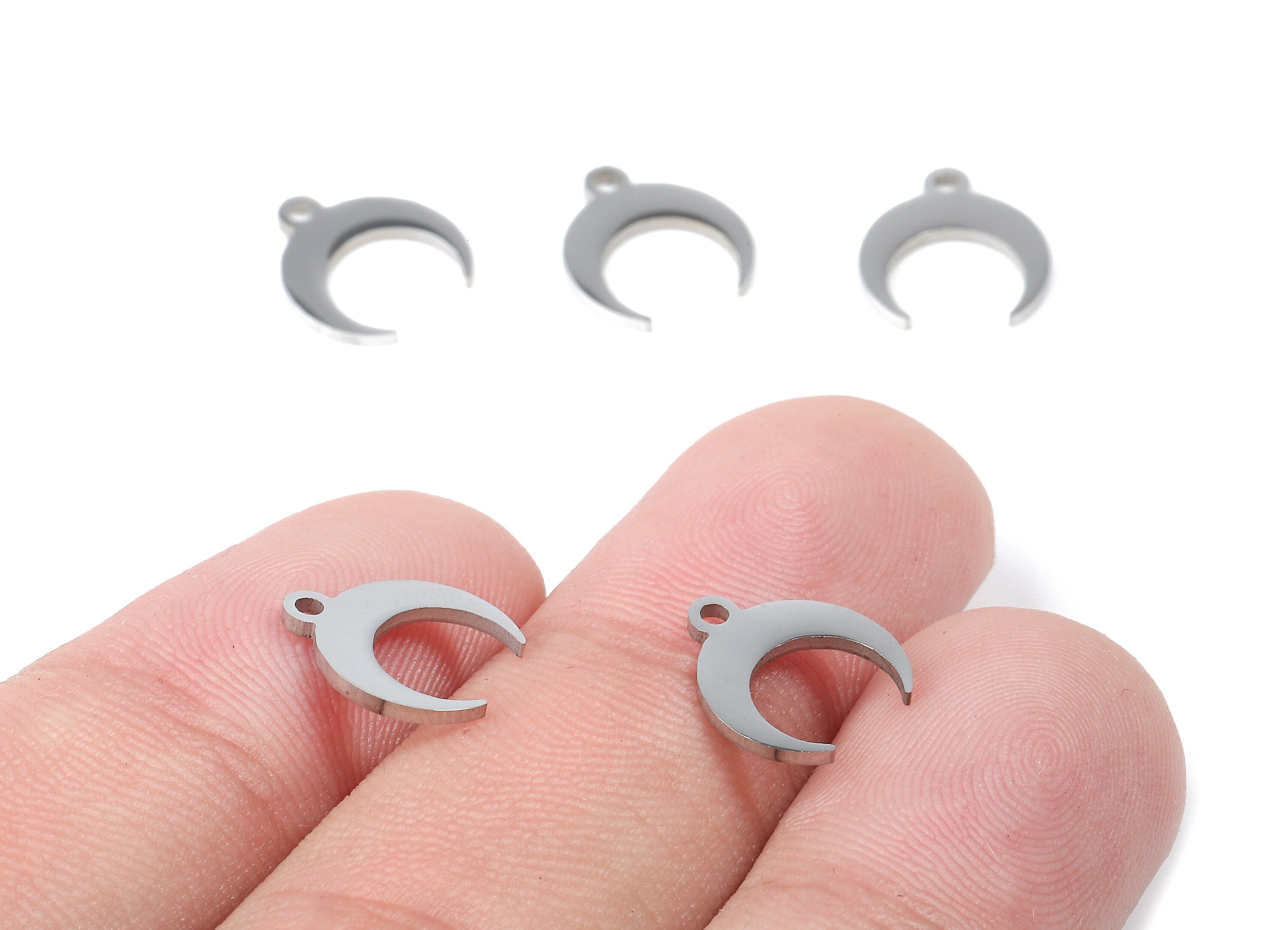 Stainless Steel Crescent Moon Charms - Moon Earrings and Pendant - Bracelet Pendant - Jewelry Supplies - 10.05x4.79x0.94mm - SS1071 - DOMEDBAZAAR