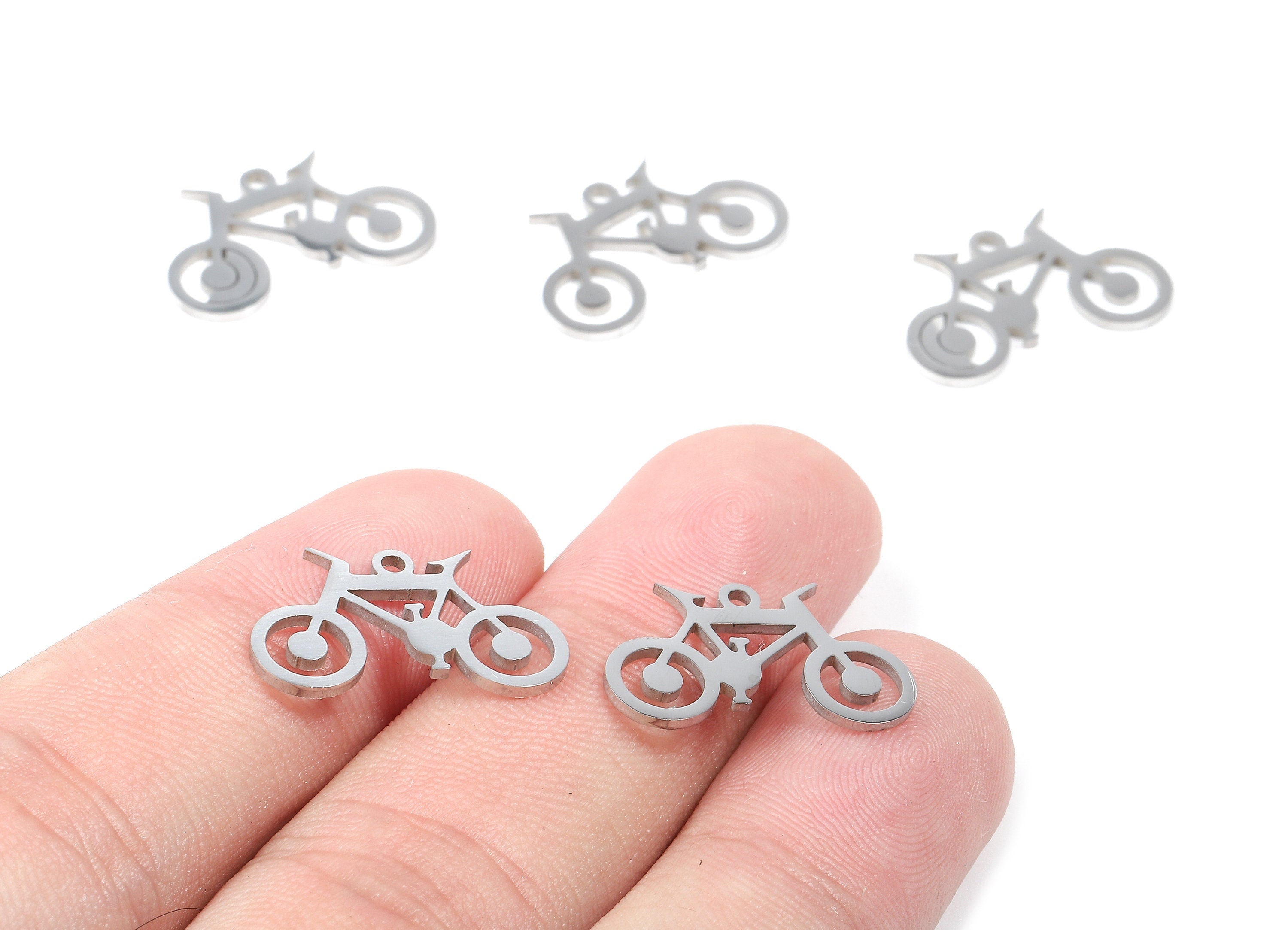 Stainless Steel Bicycle Charms - Bicycle Earrings and Pendant - Bracelet Pendant - Jewelry Supplies - 19.78x12.15x0.94mm - SS1081 - DOMEDBAZAAR
