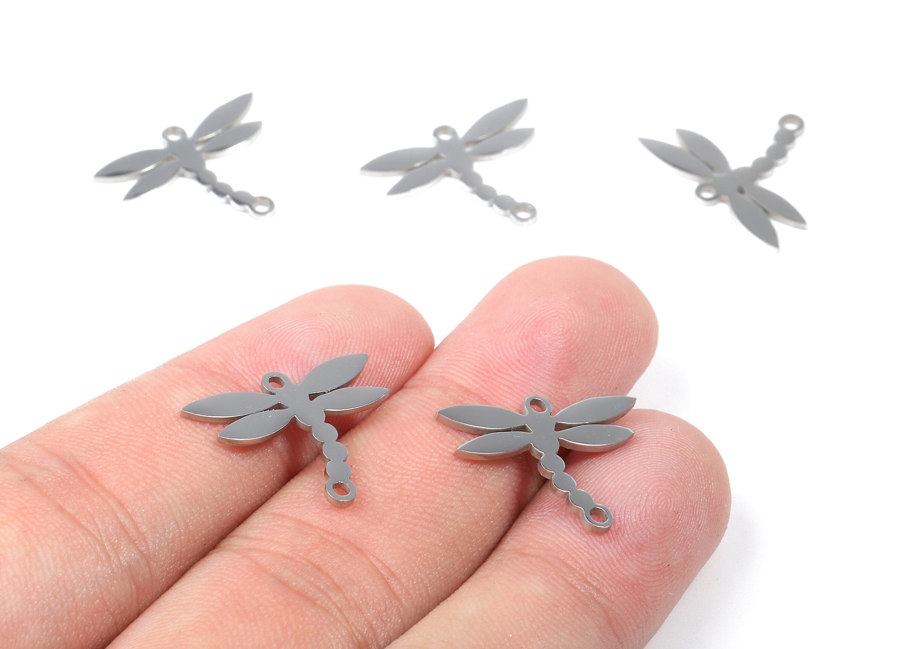 Stainless Steel Dragonfly Connector - Dragonfly Earrings Charms and Pendant - Bracelet Pendant - 16.05x20.36x0.96mm - SS1126 - DOMEDBAZAAR
