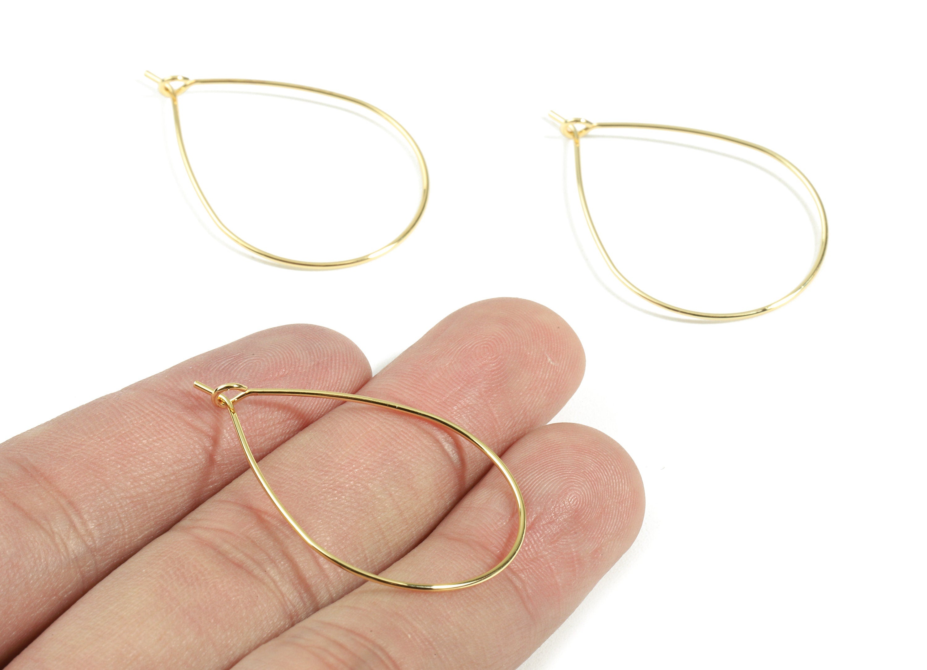 Brass Drop Earring Wire - Brass Gold Drop Earring Wire Charms - 18K Real Gold Plated Brass - Jewelry Supplies - 38.47x26.14x0.74mm - RGP2375 - DOMEDBAZAAR