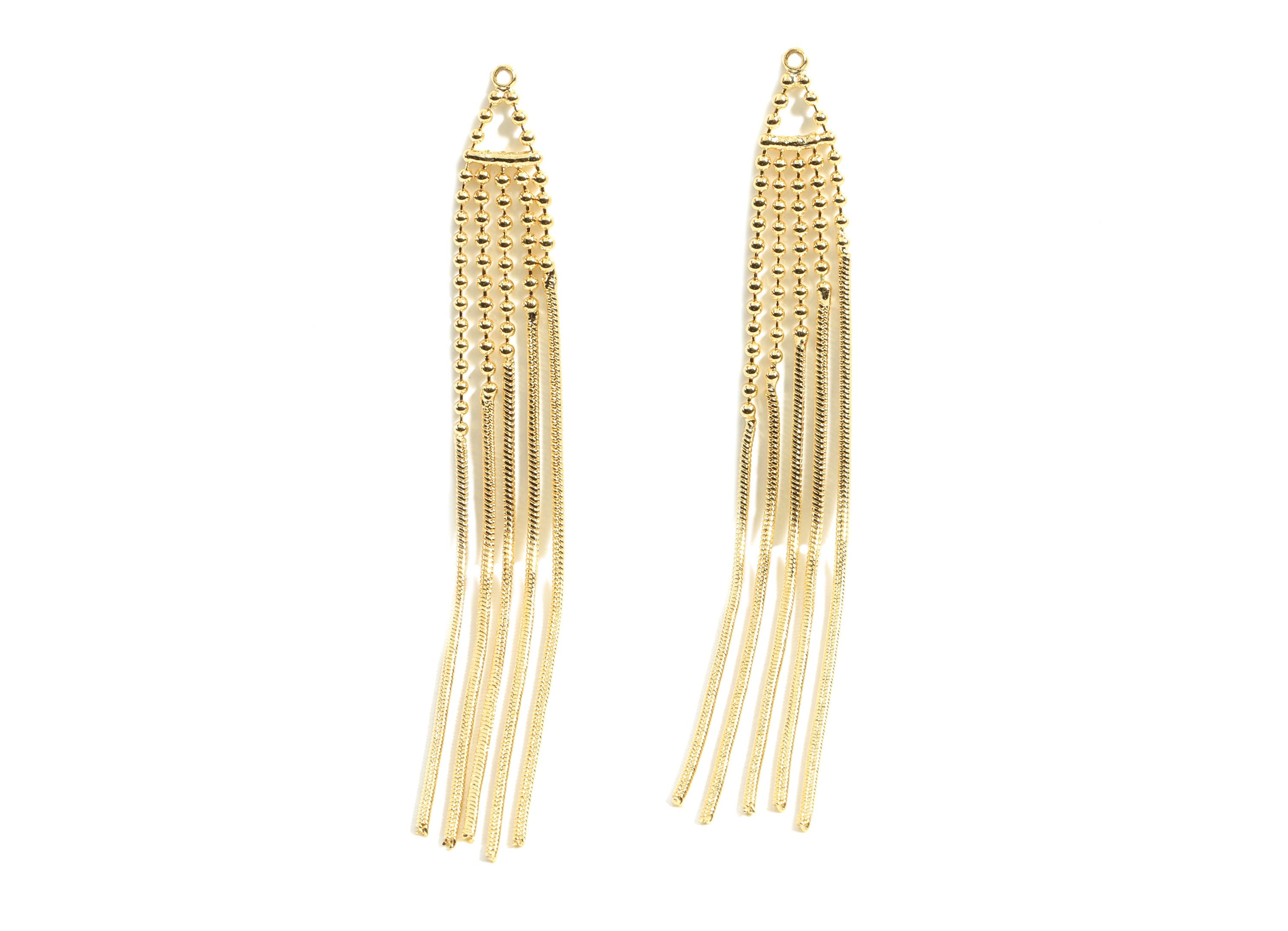 Brass Chain Tassel Earring Charms - Brass Snake ball Chain Charms - 18k Real Gold Plated Brass - Jewelry Supplies - 88x7.72x1.57mm - RGP2381 - DOMEDBAZAAR