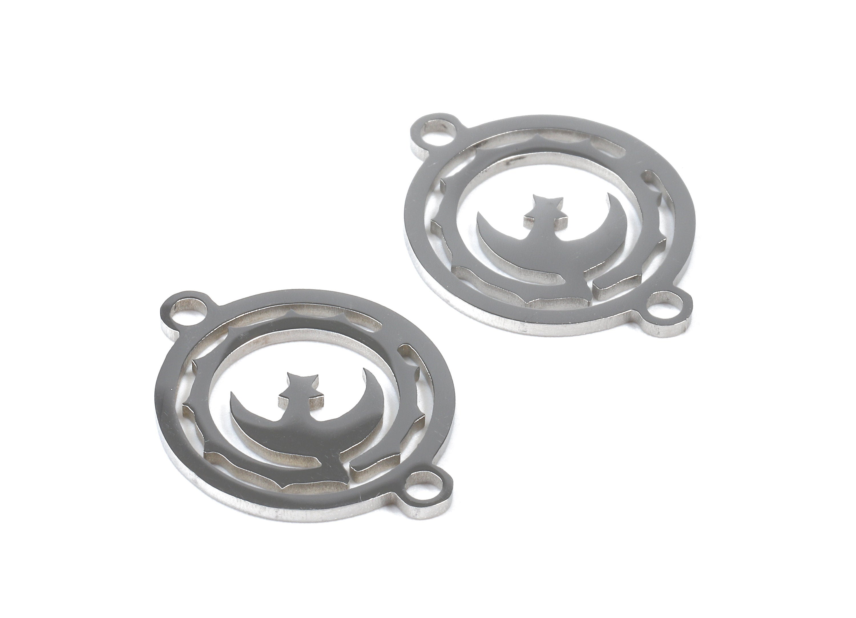 Stainless Steel Moon Connector - Moon Earrings Charms and Pendant - Bracelet Pendant - 19.63x15.36x0.93mm - SS1134 - DOMEDBAZAAR
