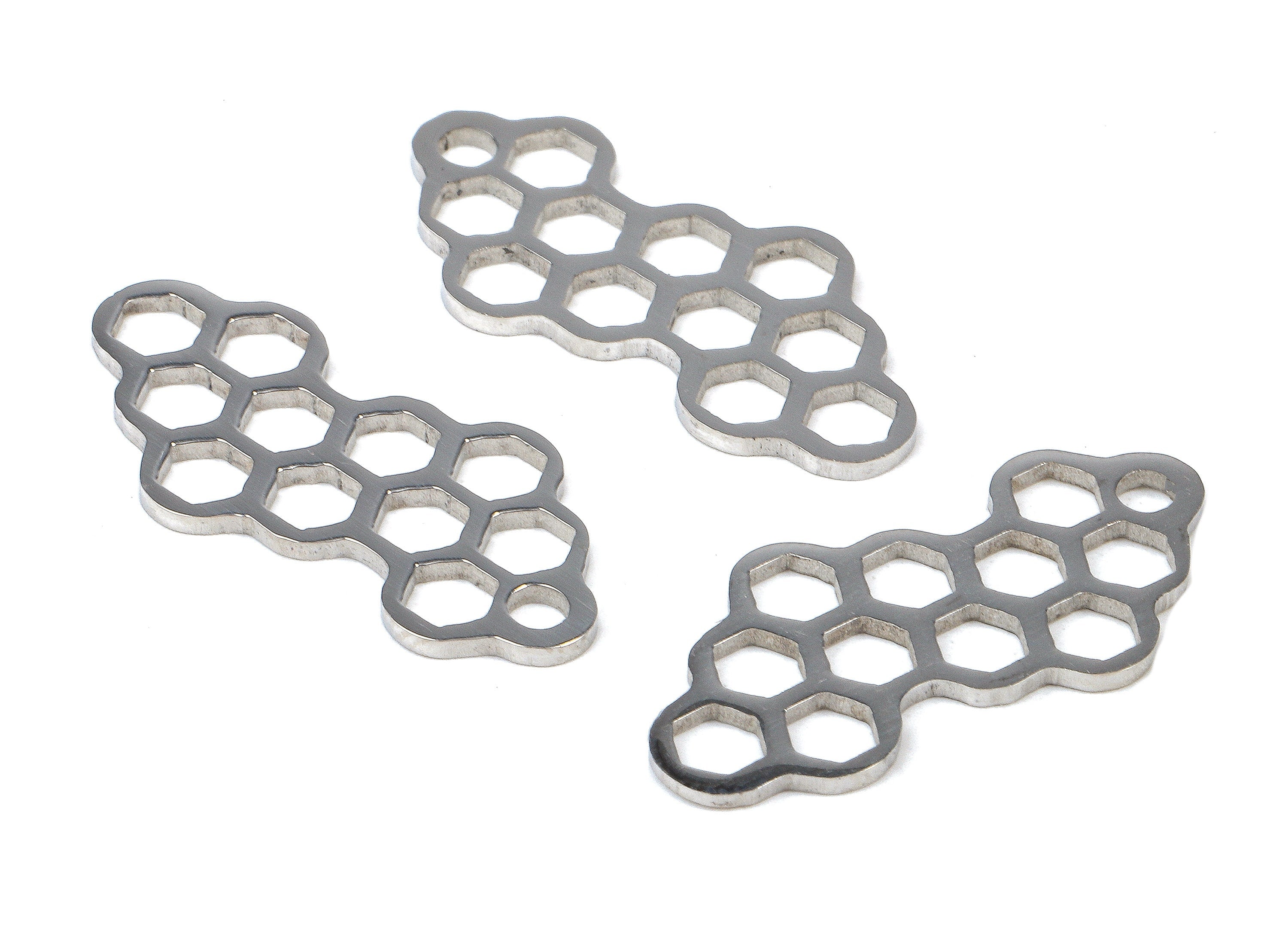Stainless Steel Honeycomb Charms - Honeycomb Earrings and Pendant - Bracelet Pendant - Jewellery Supplies - 25.94x11.81x0.96mm - SS1063 - DOMEDBAZAAR