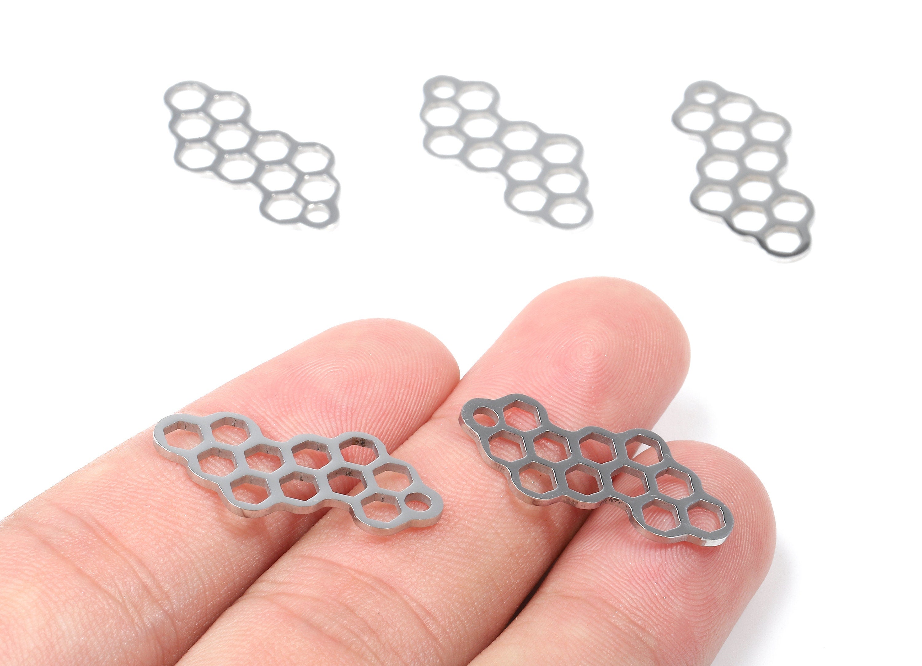 Stainless Steel Honeycomb Charms - Honeycomb Earrings and Pendant - Bracelet Pendant - Jewellery Supplies - 25.94x11.81x0.96mm - SS1063 - DOMEDBAZAAR